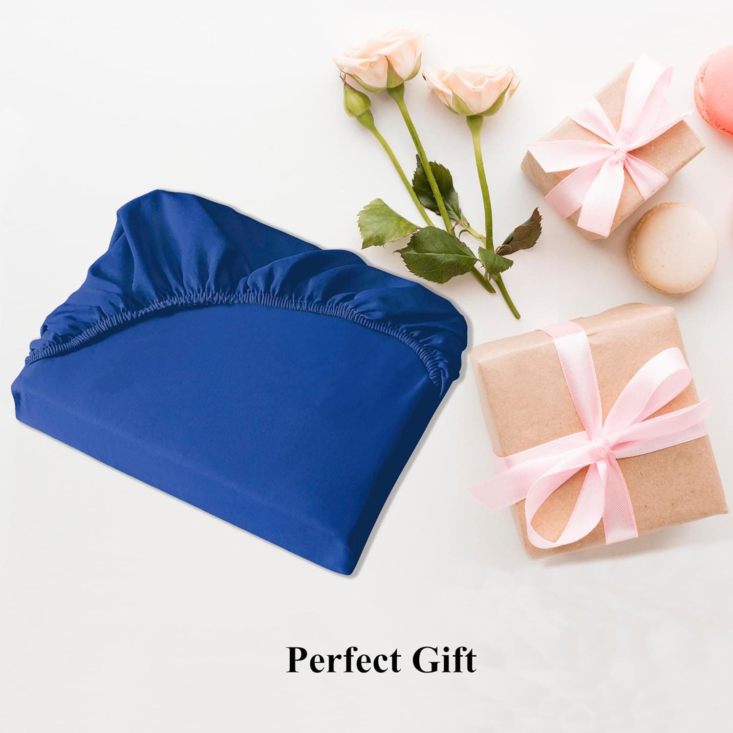 AYASW Fitted Sheet Only Queen Size Deep Pocket 16 Inches Bed Bottom Sheet 1 Piece Premium Soft and Cozy 1800 Brushed Microfiber Wrinkle Fade Resistant Easy Care Stable Blue Holiday Décor 5