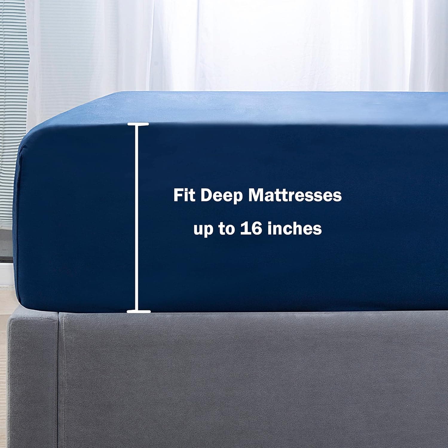 AYASW Fitted Sheet Only Queen Size Deep Pocket 16 Inches Bed Bottom Sheet 1 Piece Premium Soft and Cozy 1800 Brushed Microfiber Wrinkle Fade Resistant Easy Care Stable Blue Holiday Décor 6