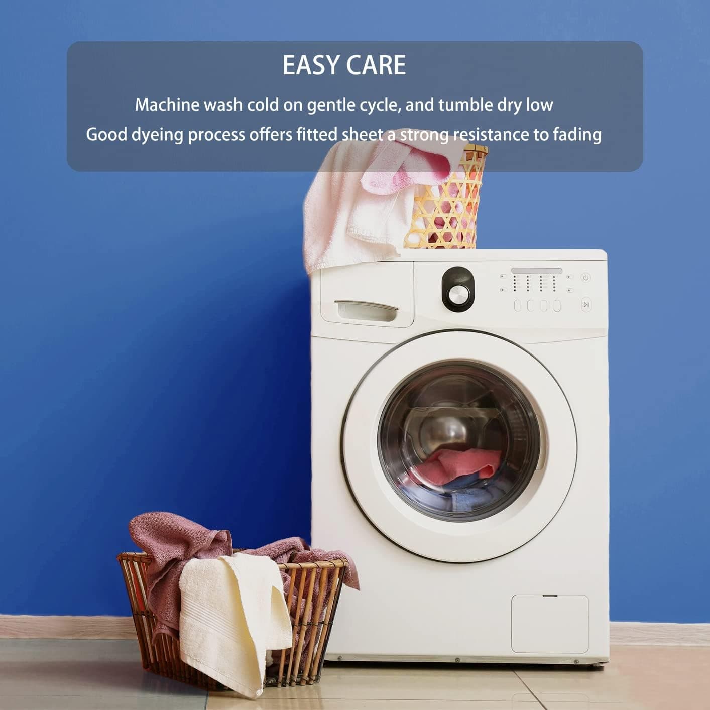 AYASW Fitted Sheet Only Queen Size Deep Pocket 16 Inches Bed Bottom Sheet 1 Piece Premium Soft and Cozy 1800 Brushed Microfiber Wrinkle Fade Resistant Easy Care Stable Blue Holiday Décor 7