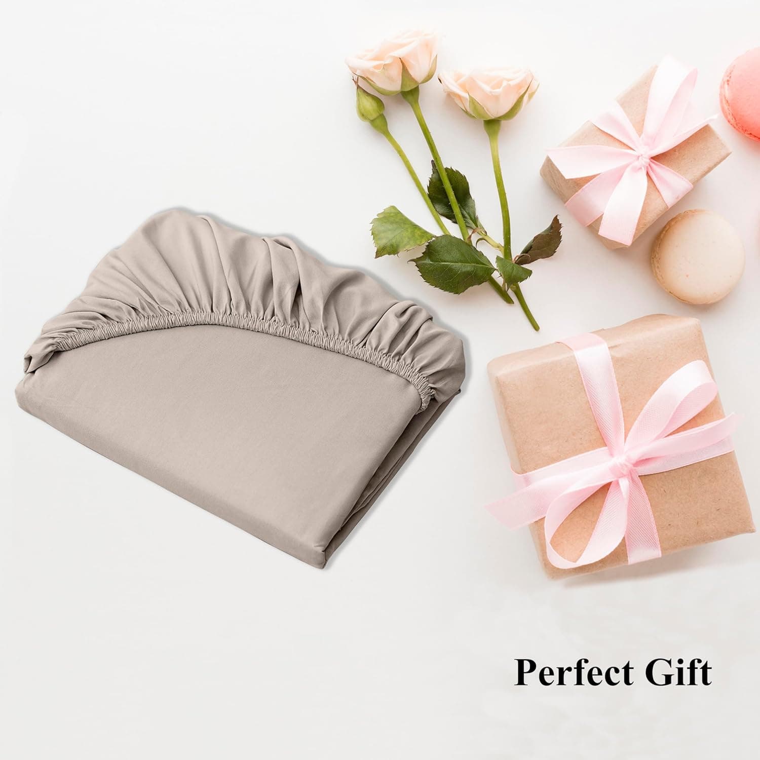 AYASW Fitted Sheet Only Queen Size Deep Pocket Soft Bed Bottom Sheet 1800 Brushed Microfiber Fits 8" to 16" Wrinkle Fade Resistant Breathable Easy Care Stable Khaki Holiday Décor 4