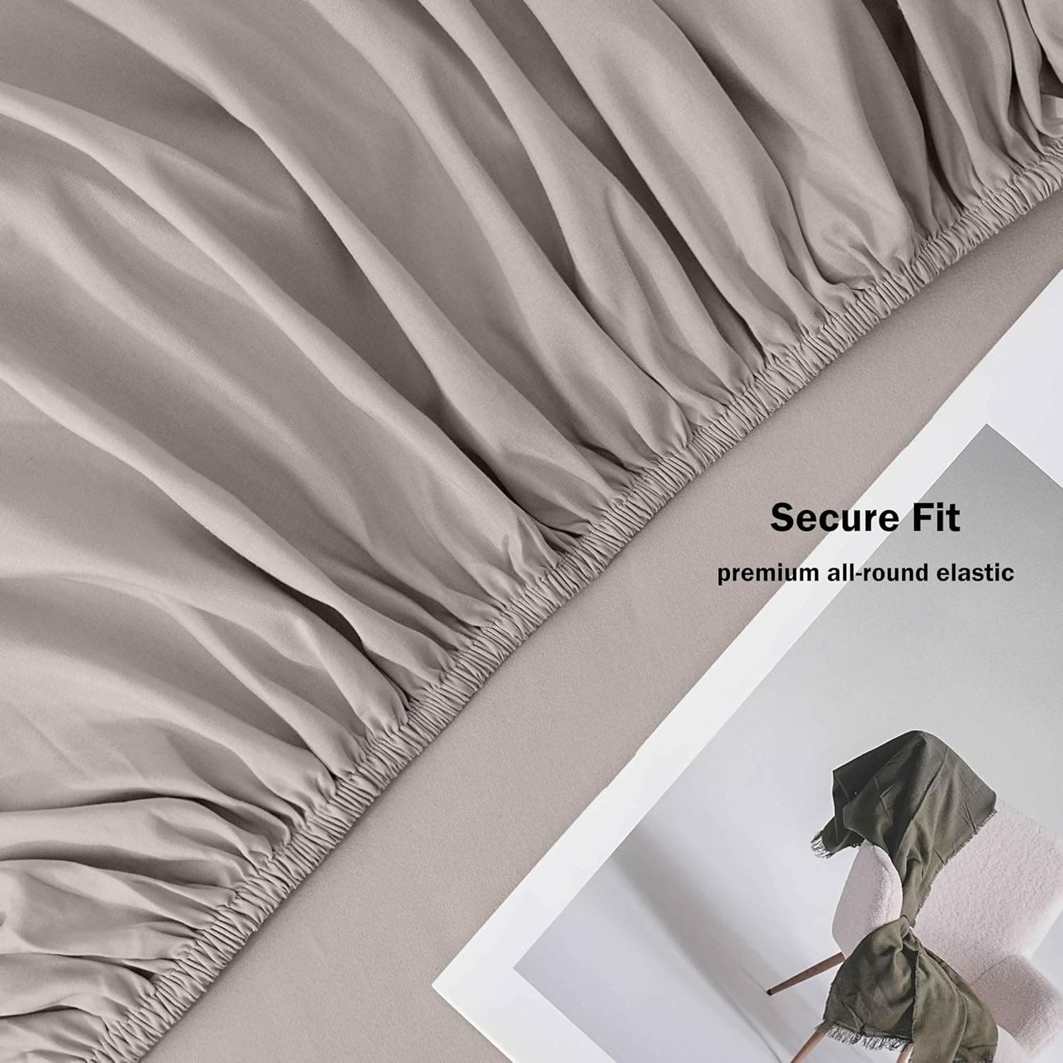 AYASW Fitted Sheet Only Queen Size Deep Pocket Soft Bed Bottom Sheet 1800 Brushed Microfiber Fits 8" to 16" Wrinkle Fade Resistant Breathable Easy Care Stable Khaki Holiday Décor 6