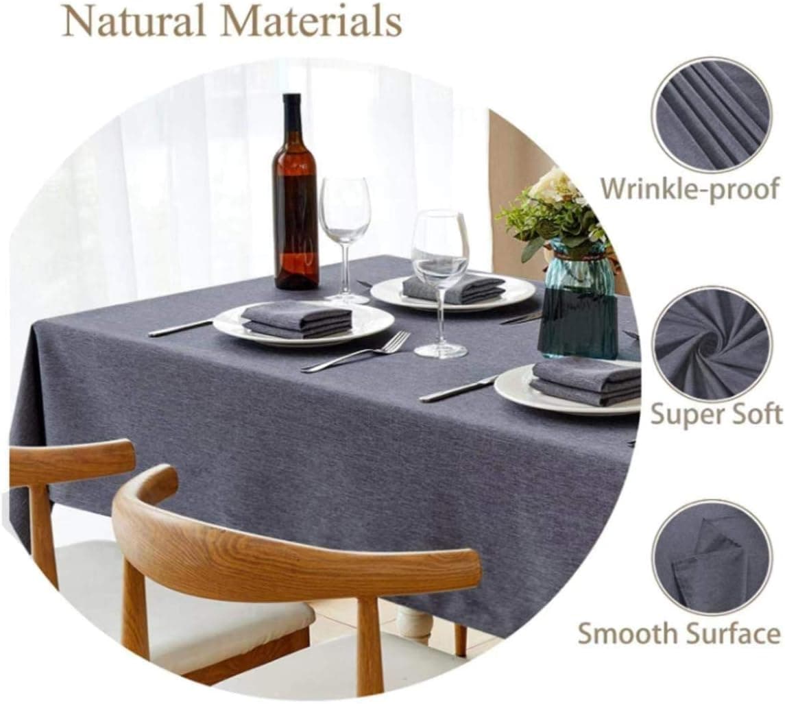 MOHAP Nappe Etanche Rectangulaire Anti Tache Nappe Imperméable Lavable Proof Résistant 140 x 240 cm pour Table Salle à Manger Fête Tapis Pique-Nique Gris 2
