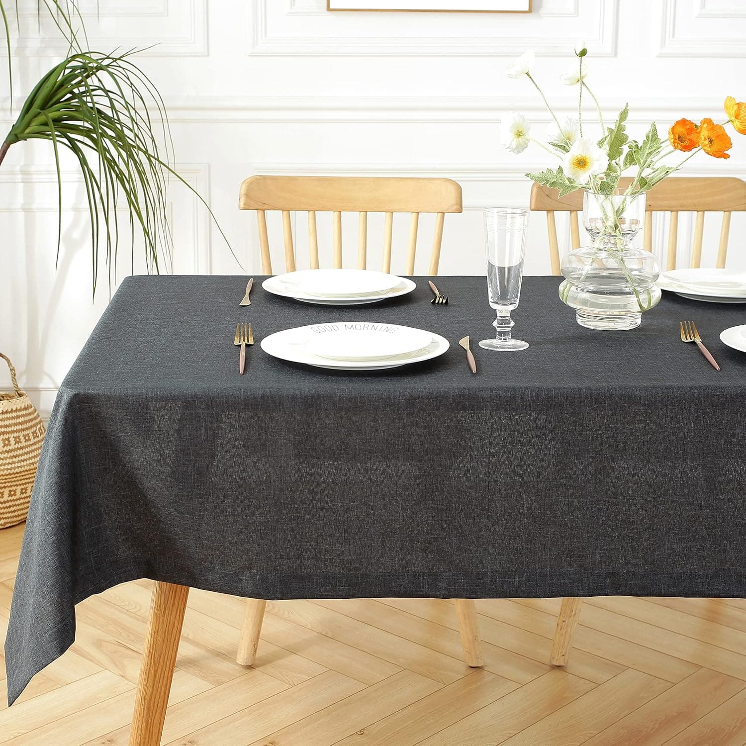 MOHAP Nappe Etanche Rectangulaire Anti Tache Nappe Imperméable Lavable Proof Résistant 140 x 240 cm pour Table Salle à Manger Fête Tapis Pique-Nique Gris 3