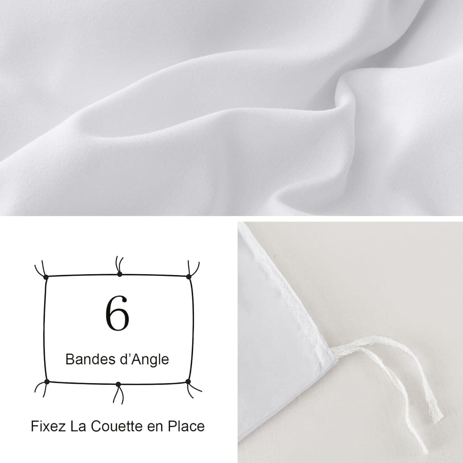 16 Couleurs Sets de Housses de Couettes 240x260 cm Double Fermeture Éclair 3 Pièces Microfibre Brossée 100 Fils/cm² + 2 Taies d'oreiller 65x65 cm Blanc Parure de Lit Adulte 2 Personnes 4