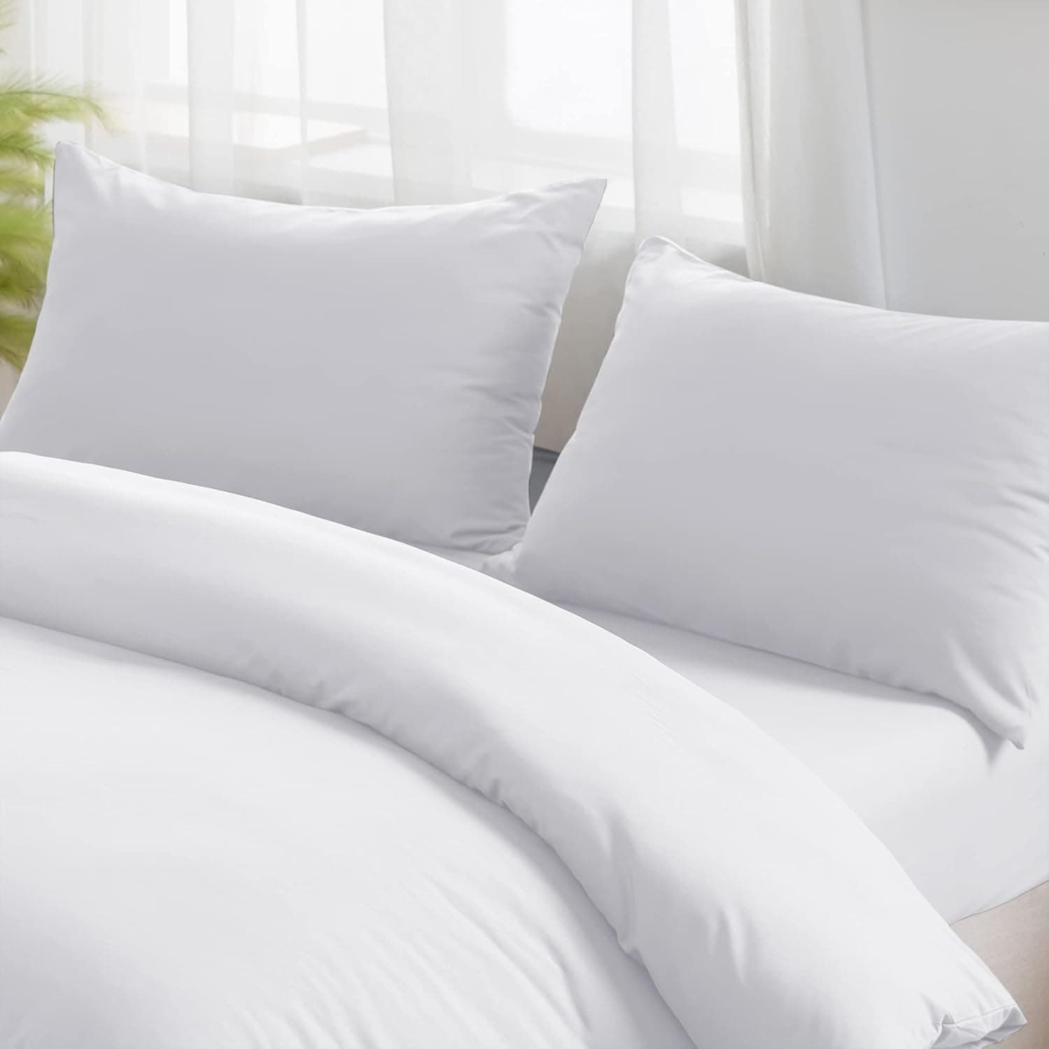 16 Couleurs Sets de Housses de Couettes 240x260 cm Double Fermeture Éclair 3 Pièces Microfibre Brossée 100 Fils/cm² + 2 Taies d'oreiller 65x65 cm Blanc Parure de Lit Adulte 2 Personnes 8