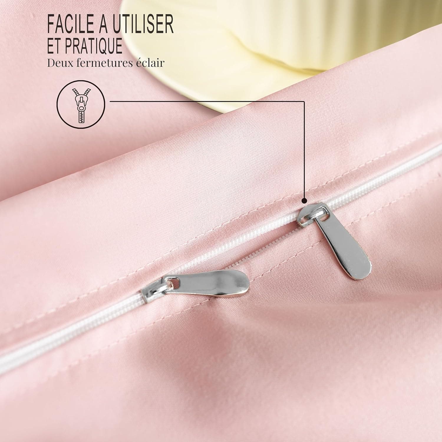 16 Couleurs Sets de Housses de Couettes 240x260 cm Double Fermeture Éclair 3 Pièces Microfibre Brossée 100 Fils/cm² + 2 Taies d'oreiller 65x65 cm Rose Parure de Lit Adulte 2 Personnes 5