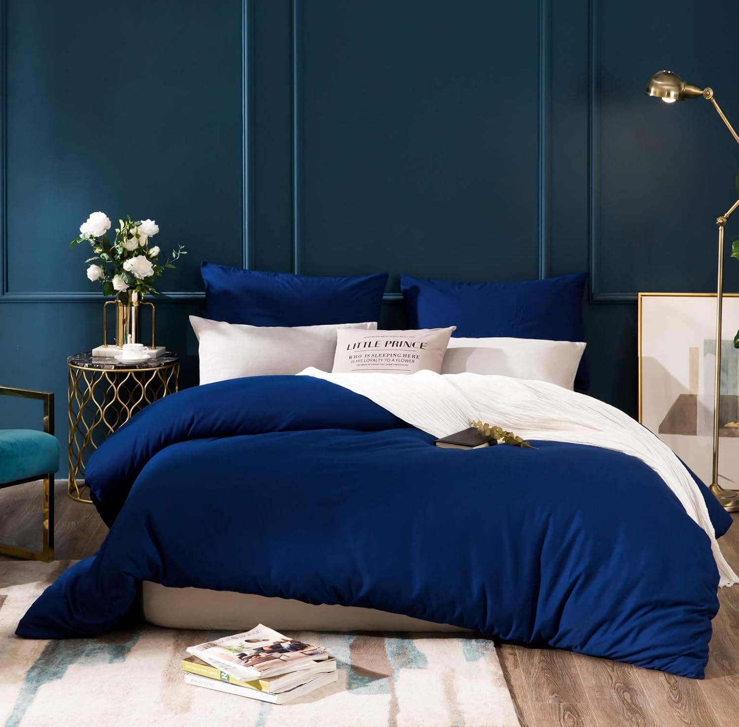 16 Couleurs Sets de Housses de Couettes 240x260 cm Double Fermeture Éclair 3 Pièces Microfibre Brossée 100 Fils/cm² + 2 Taies d'oreiller 65x65 cm Bleu Parure de Lit Adulte 2 Personnes