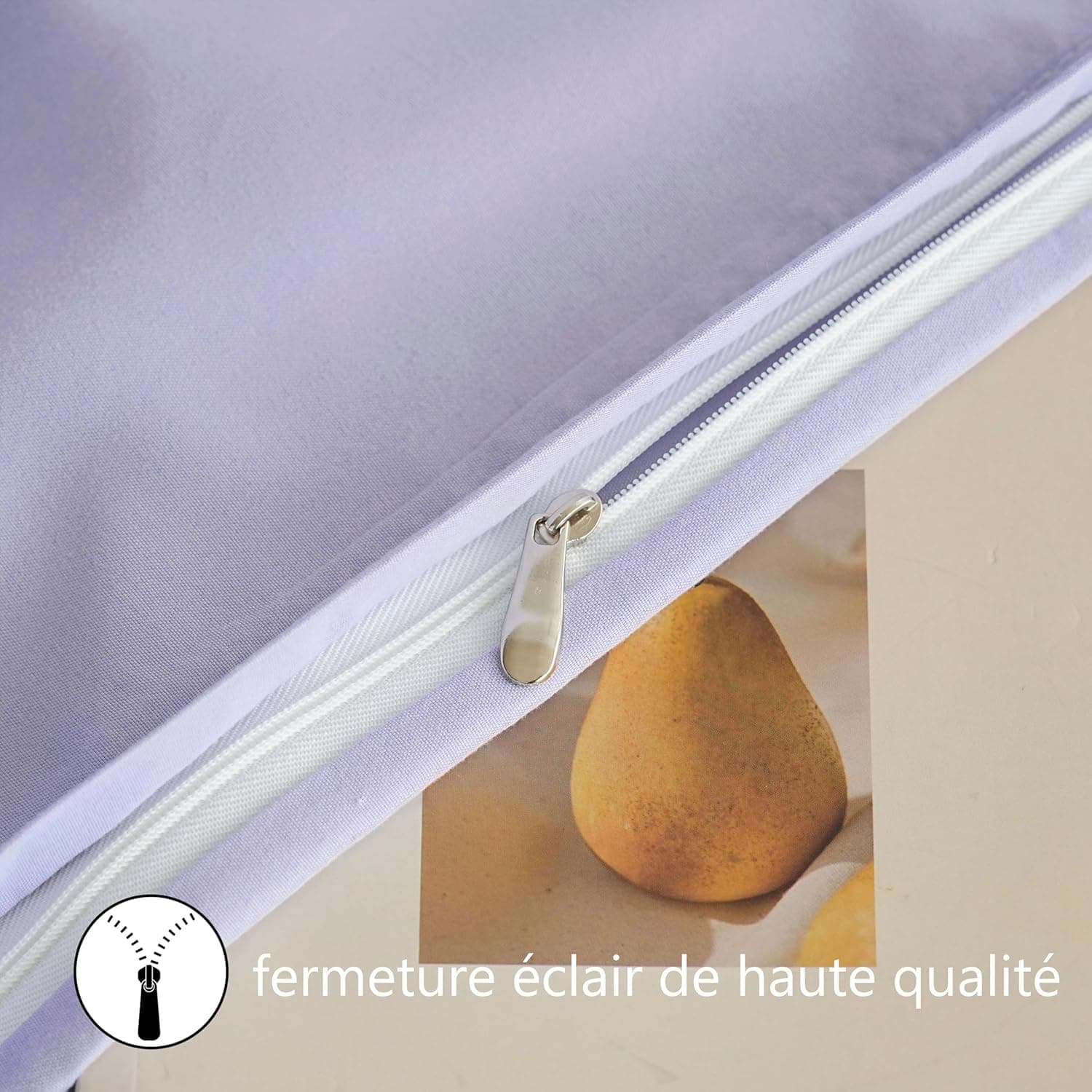 MOHAP Lot de 2- Taies d'oreiller 65x65cm Violet Clair Housse d'oreiller avec Une Fermeture éclair en Microfibre 5