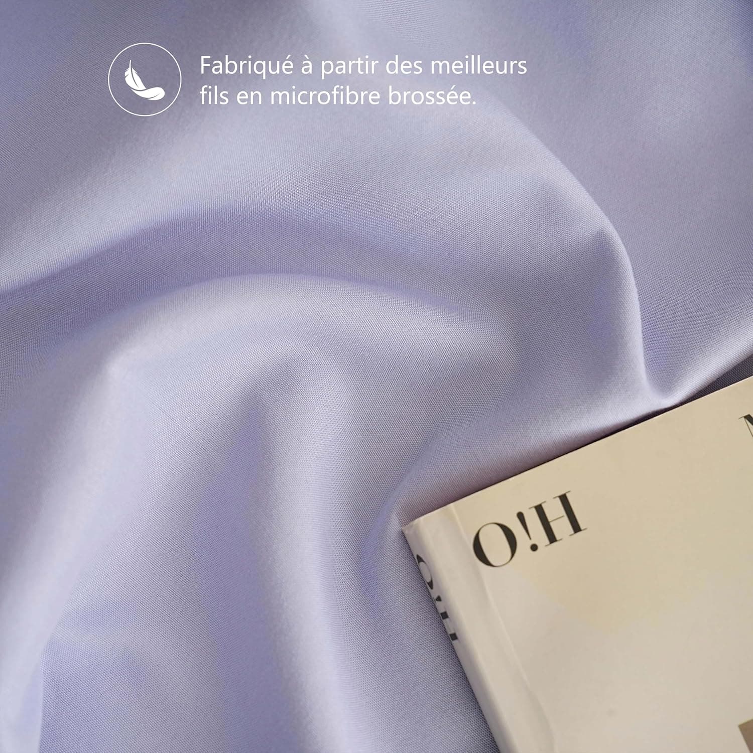 MOHAP Lot de 2- Taies d'oreiller 65x65cm Violet Clair Housse d'oreiller avec Une Fermeture éclair en Microfibre 6