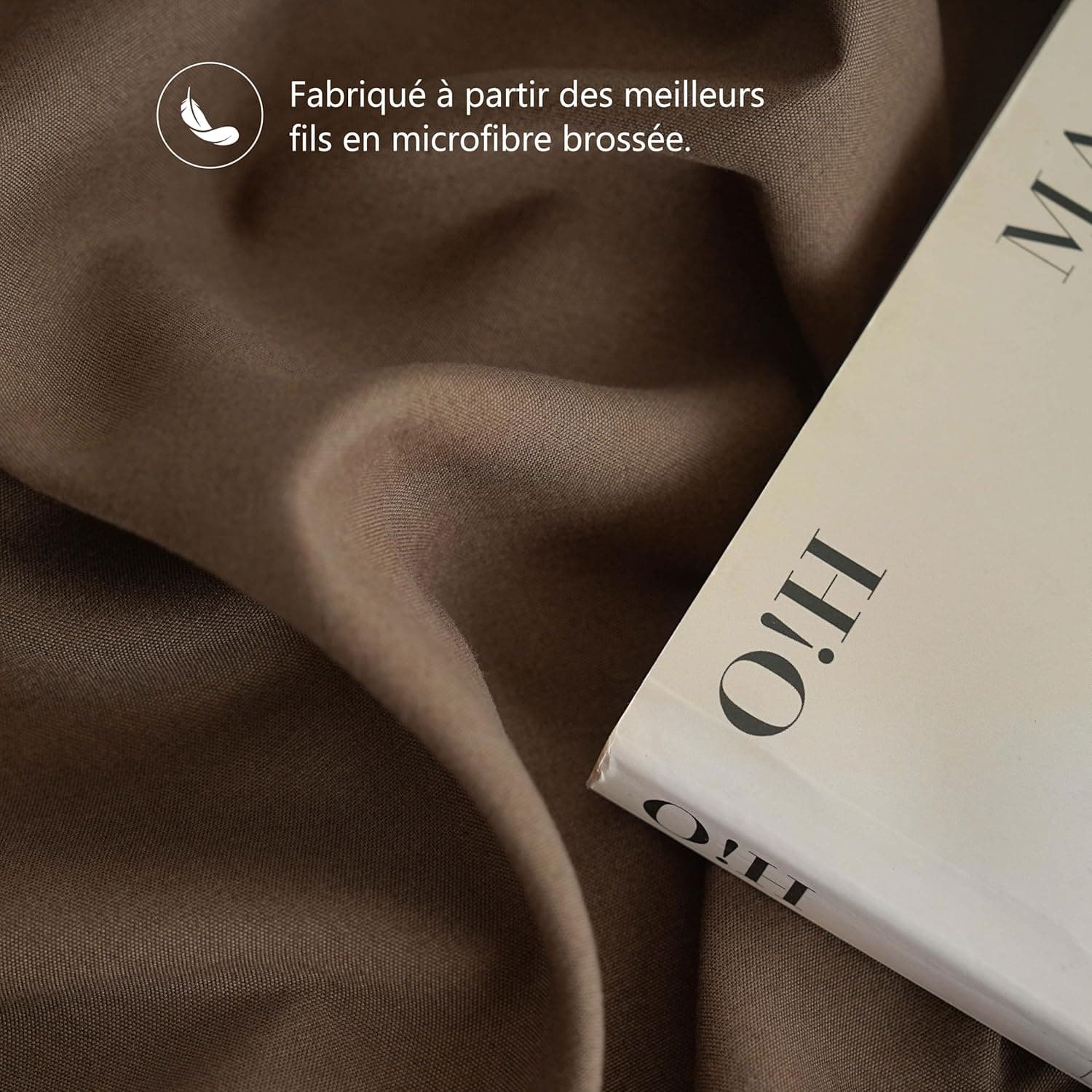 MOHAP Lot de 2- Taies d'oreiller 65x65cm Café Housse d'oreiller avec Une Fermeture éclair en Microfibre 6