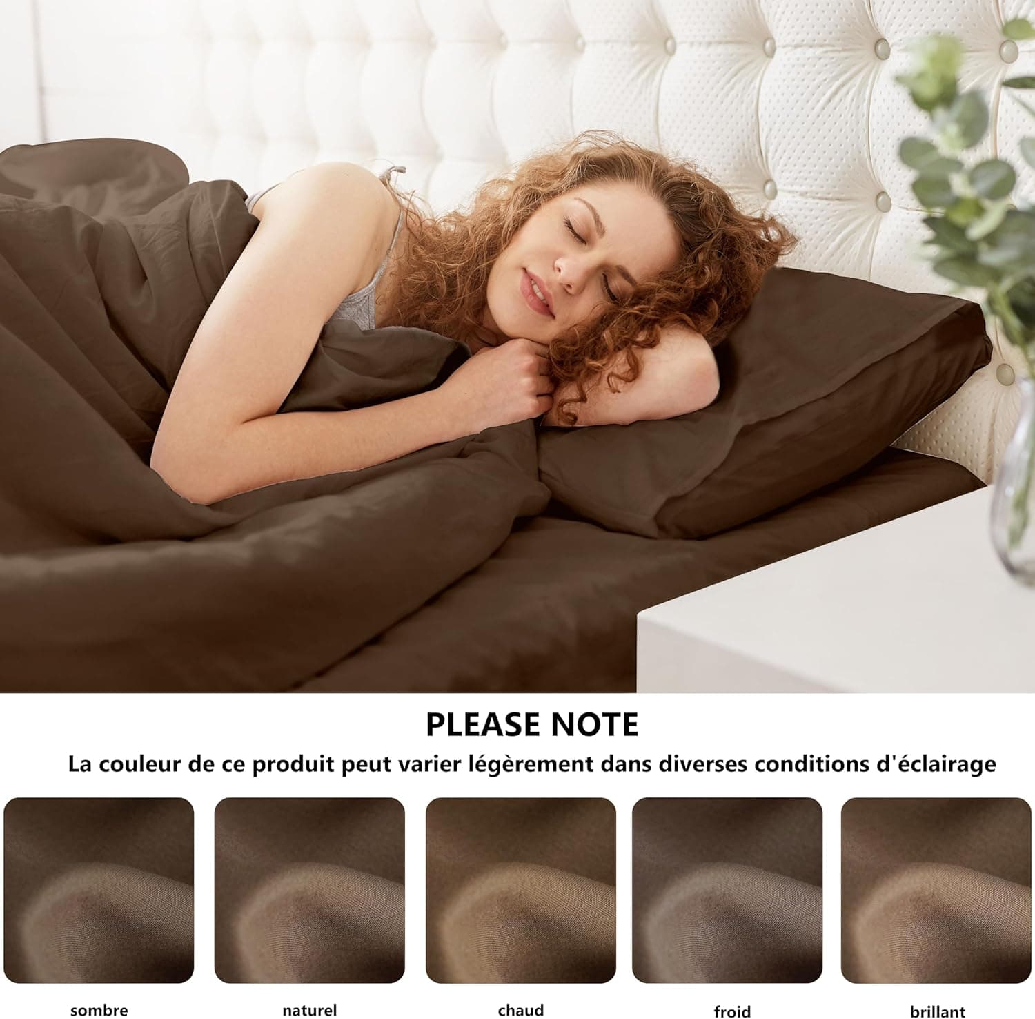 MOHAP Lot de 2- Taies d'oreiller 65x65cm Café Housse d'oreiller avec Une Fermeture éclair en Microfibre 7