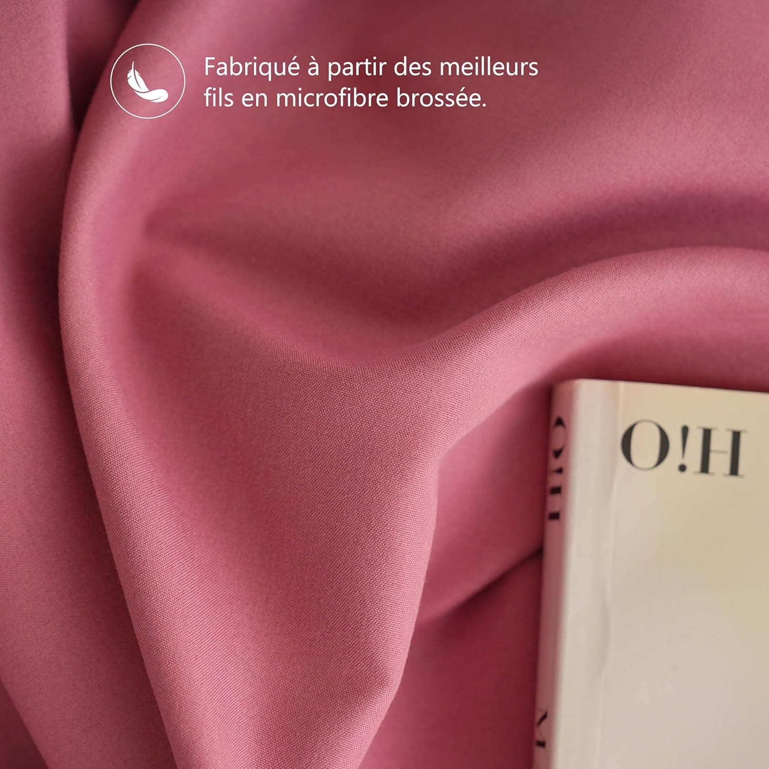 MOHAP Lot de 2- Taies d'oreiller 65x65cm Vieux Rose Housse d'oreiller avec Une Fermeture éclair en Microfibre 6