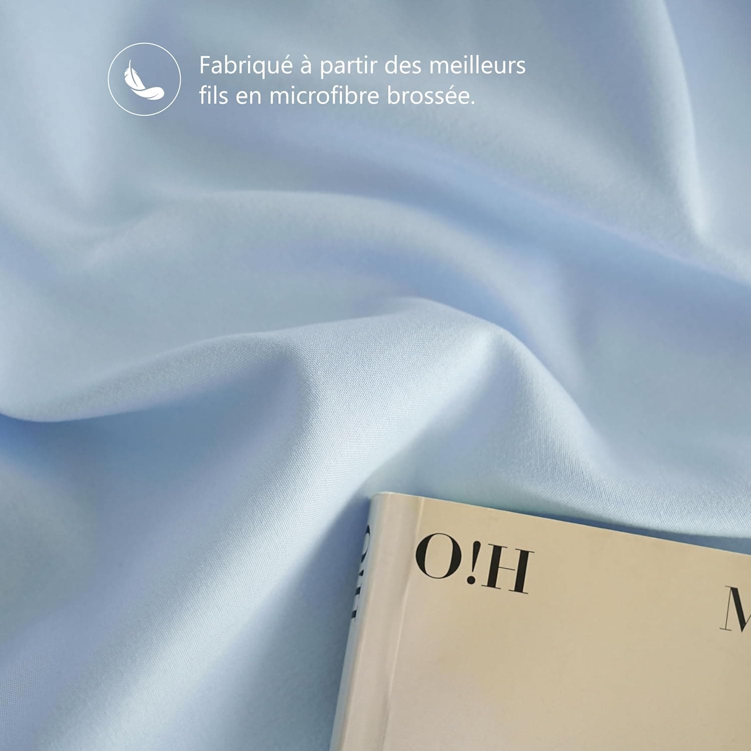 MOHAP Lot de 2- Taies d'oreiller 65x65cm Bleu Clair Housse d'oreiller avec Une Fermeture éclair en Microfibre 6