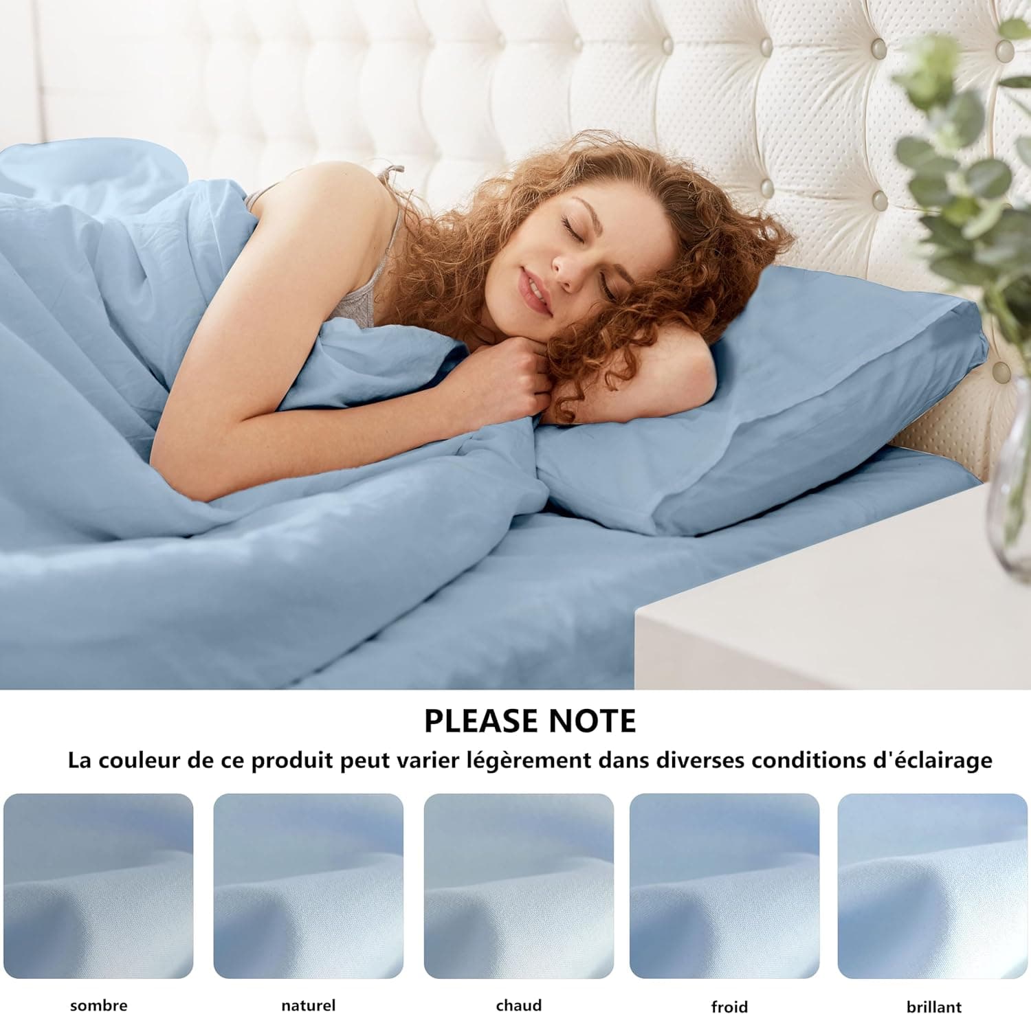 MOHAP Lot de 2- Taies d'oreiller 65x65cm Bleu Clair Housse d'oreiller avec Une Fermeture éclair en Microfibre 7
