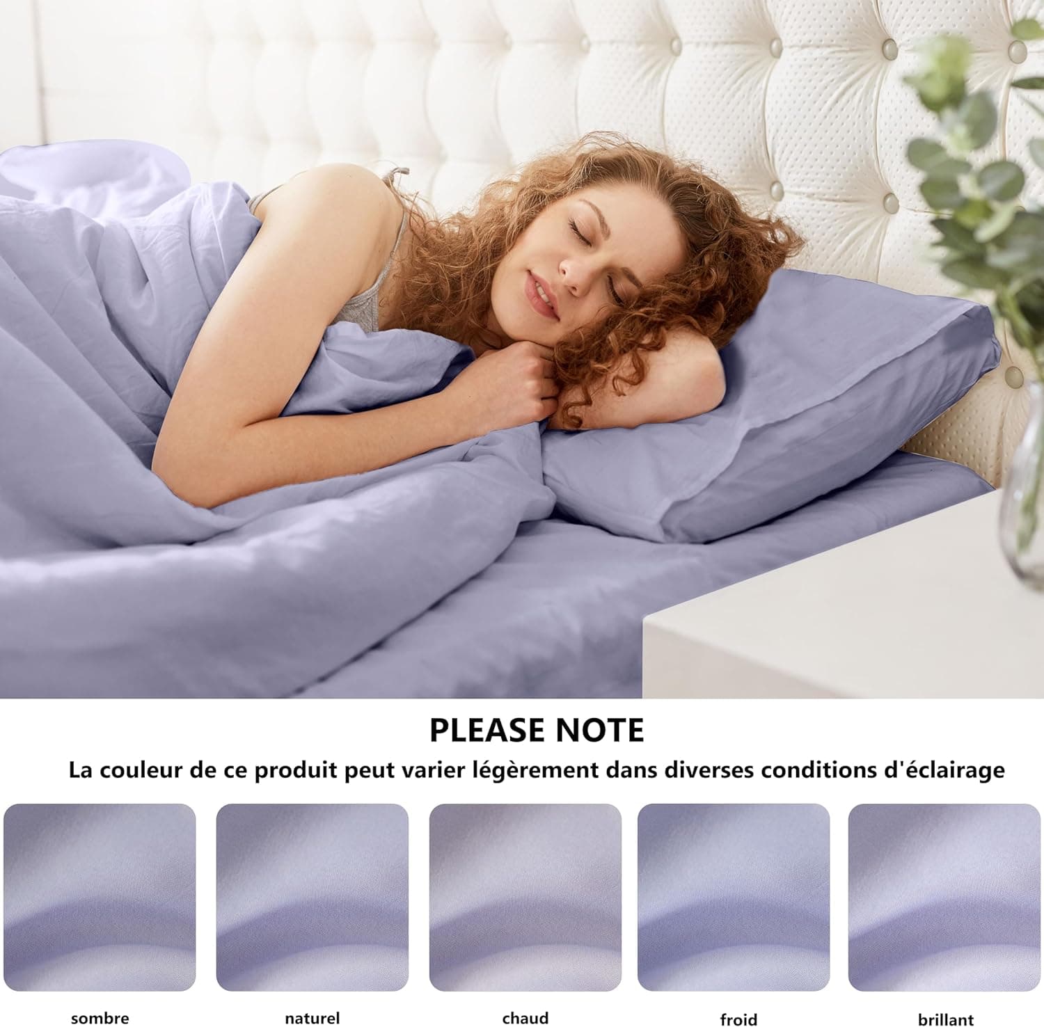MOHAP Lot de 2- Taies d'oreiller 50x70cm Violet Clair Housse d'oreiller avec Une Fermeture éclair en Microfibre 7