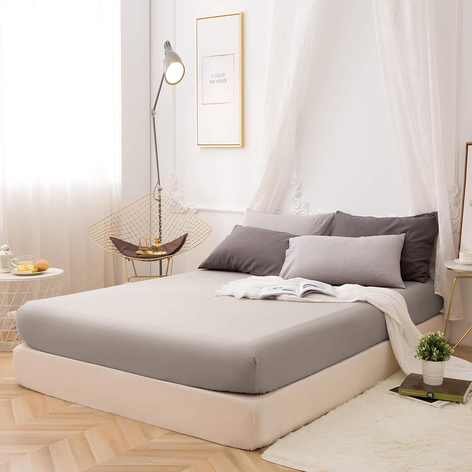 MOHAP Drap Housse 140x190-200cm avec Bonnet 30cm Kaki Drap Housse 100 GSM en Microfibre de Haute Qualité 100% Polyester Doux, Résistant, Anti Plis 2