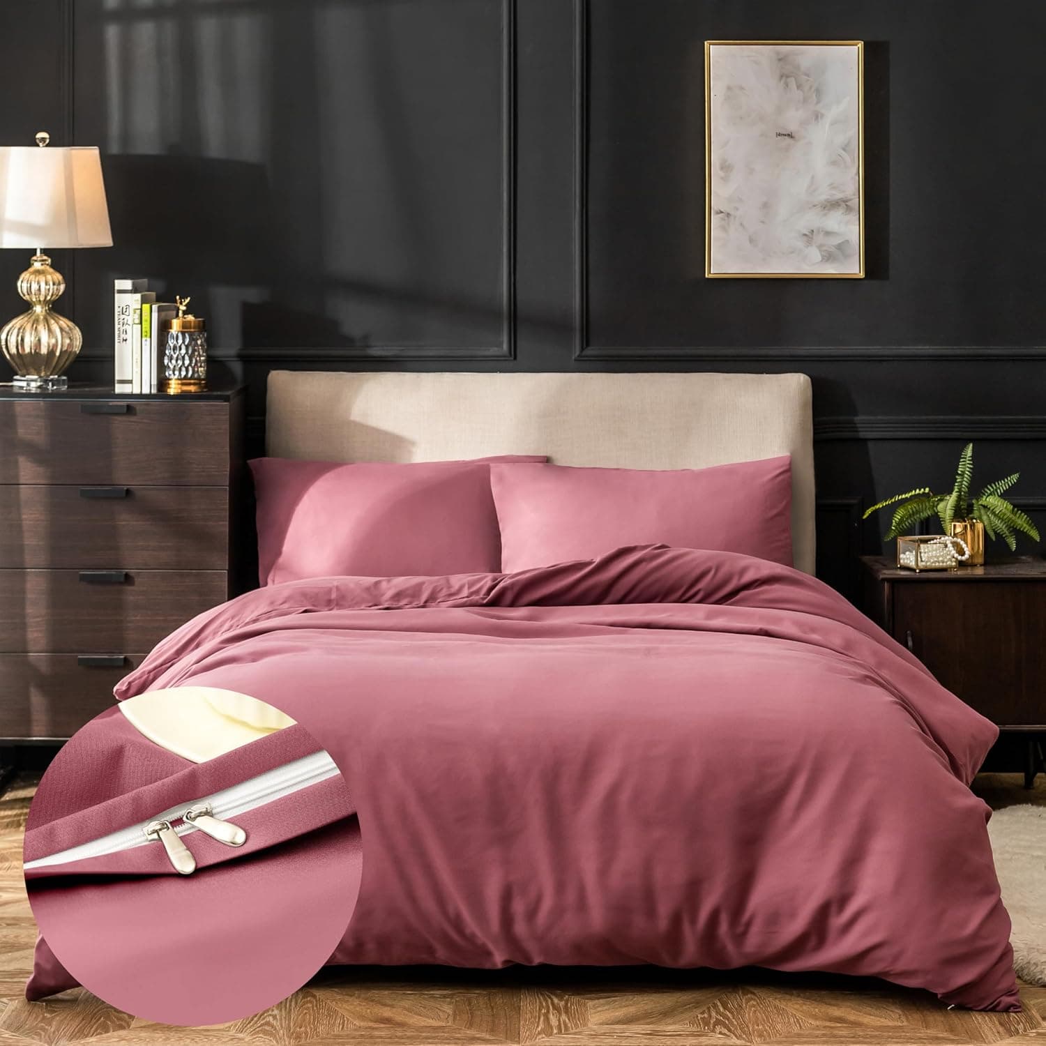 16 Couleurs Sets de Housses de Couettes 240x260 cm Double Fermeture Éclair 3 Pièces Microfibre Brossée 100 Fils/cm² + 2 Taies d'oreiller 65x65 cm Rouge Terre Parure de Lit Adulte 2 Personnes
