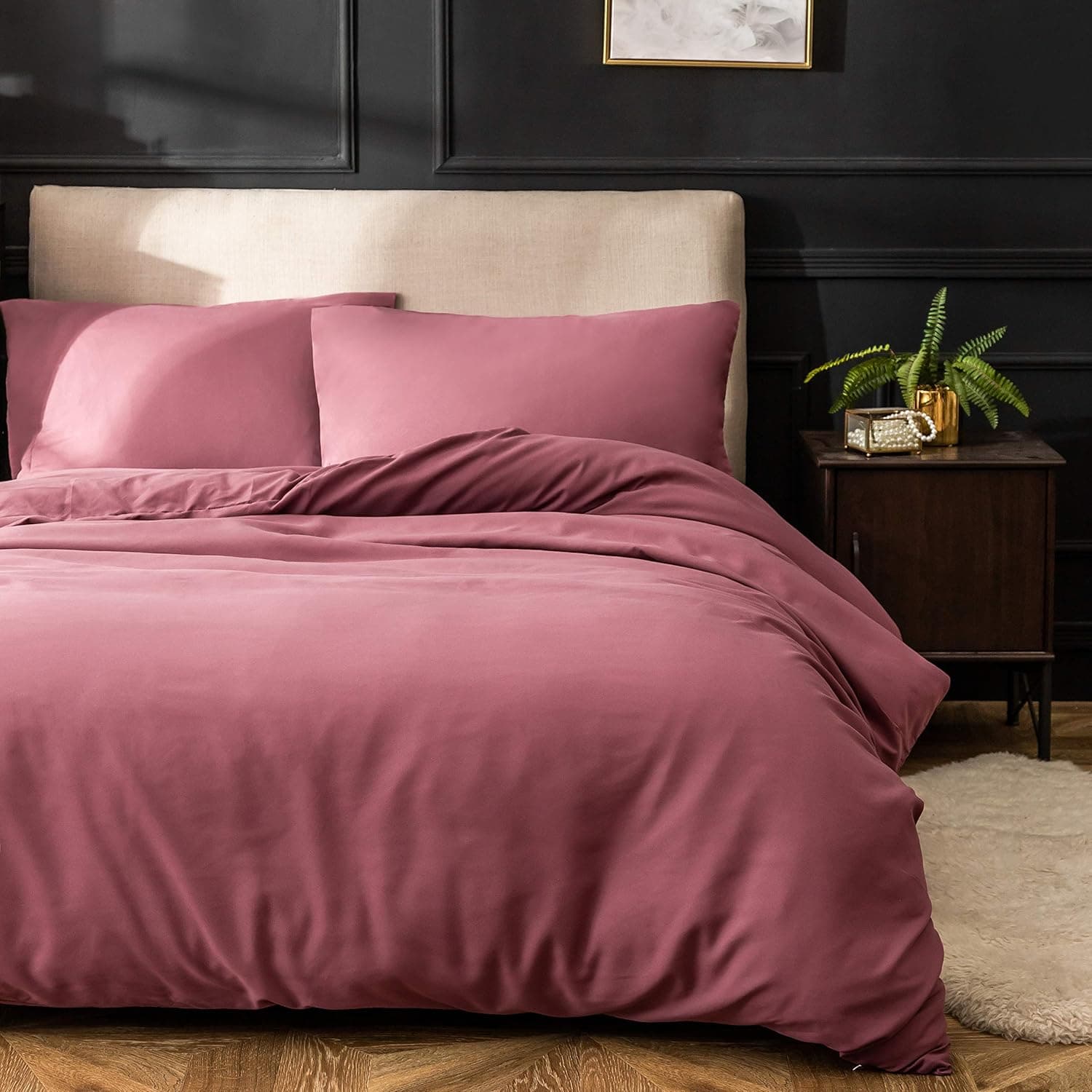 16 Couleurs Sets de Housses de Couettes 240x260 cm Double Fermeture Éclair 3 Pièces Microfibre Brossée 100 Fils/cm² + 2 Taies d'oreiller 65x65 cm Rouge Terre Parure de Lit Adulte 2 Personnes 8