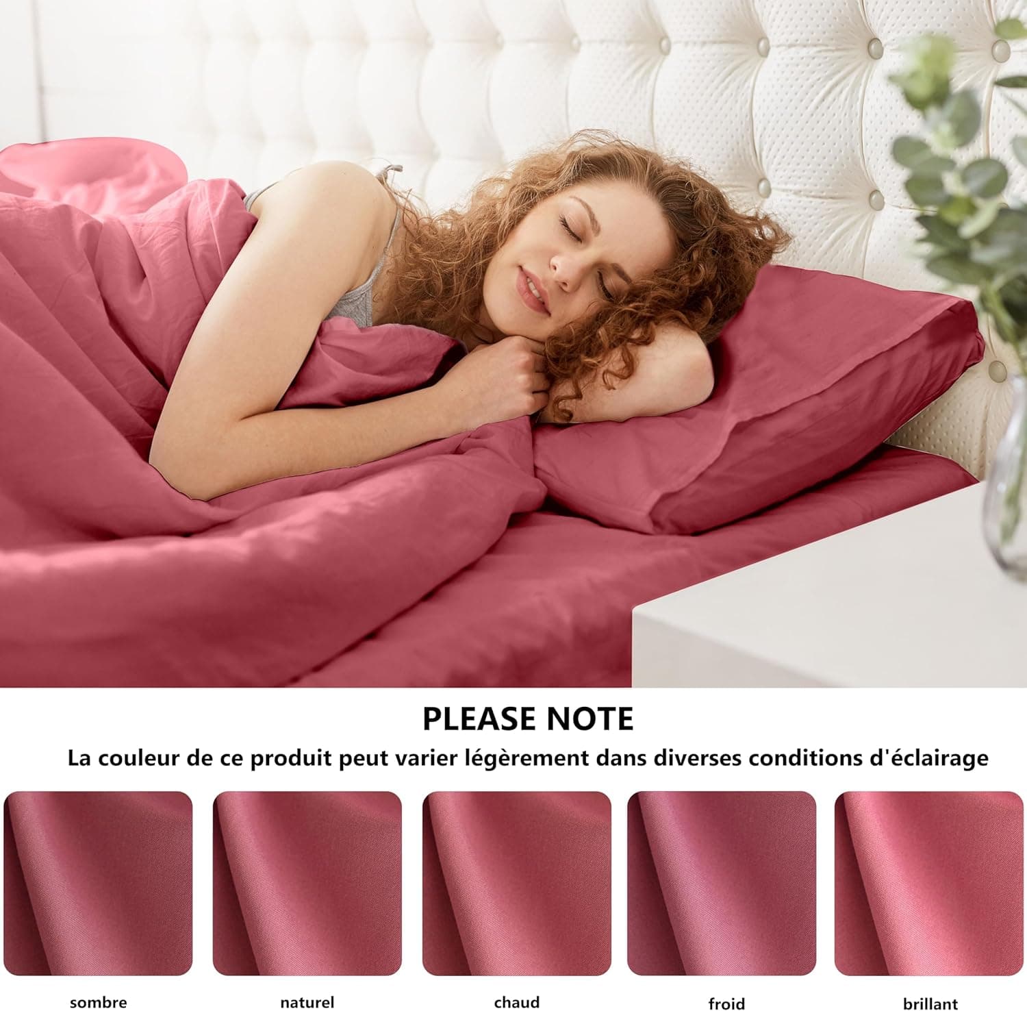MOHAP Lot de 2- Taies d'oreiller 50x70cm Vieux Rose Housse d'oreiller avec Une Fermeture éclair en Microfibre 7
