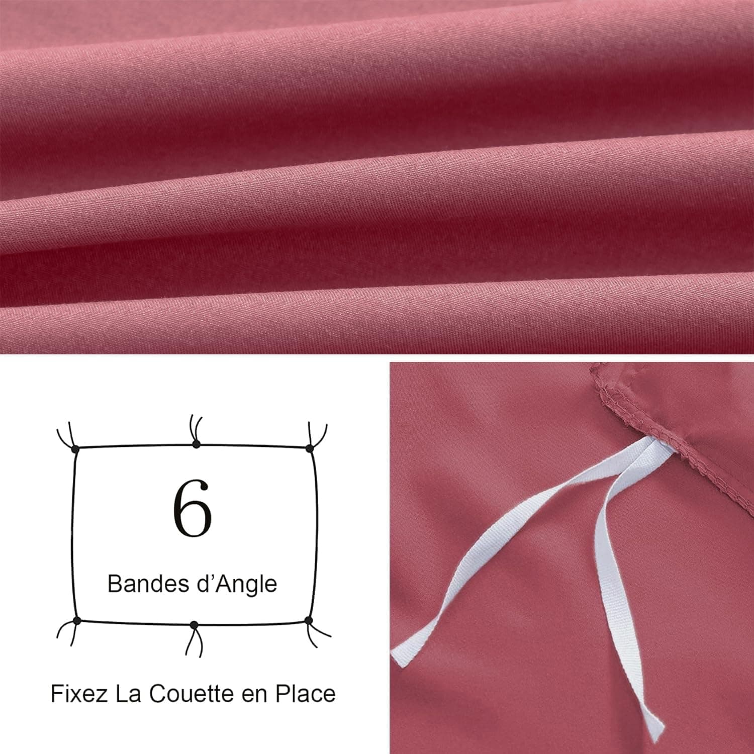 16 Couleurs Sets de Housses de Couettes 140x200 cm Double Fermeture Éclair 2 Pièces Microfibre Brossée 100 Fils/cm² + 1 Taie d'oreiller 65x65 cm Rouge Terre Parure de Lit Adulte 1 Personne 4