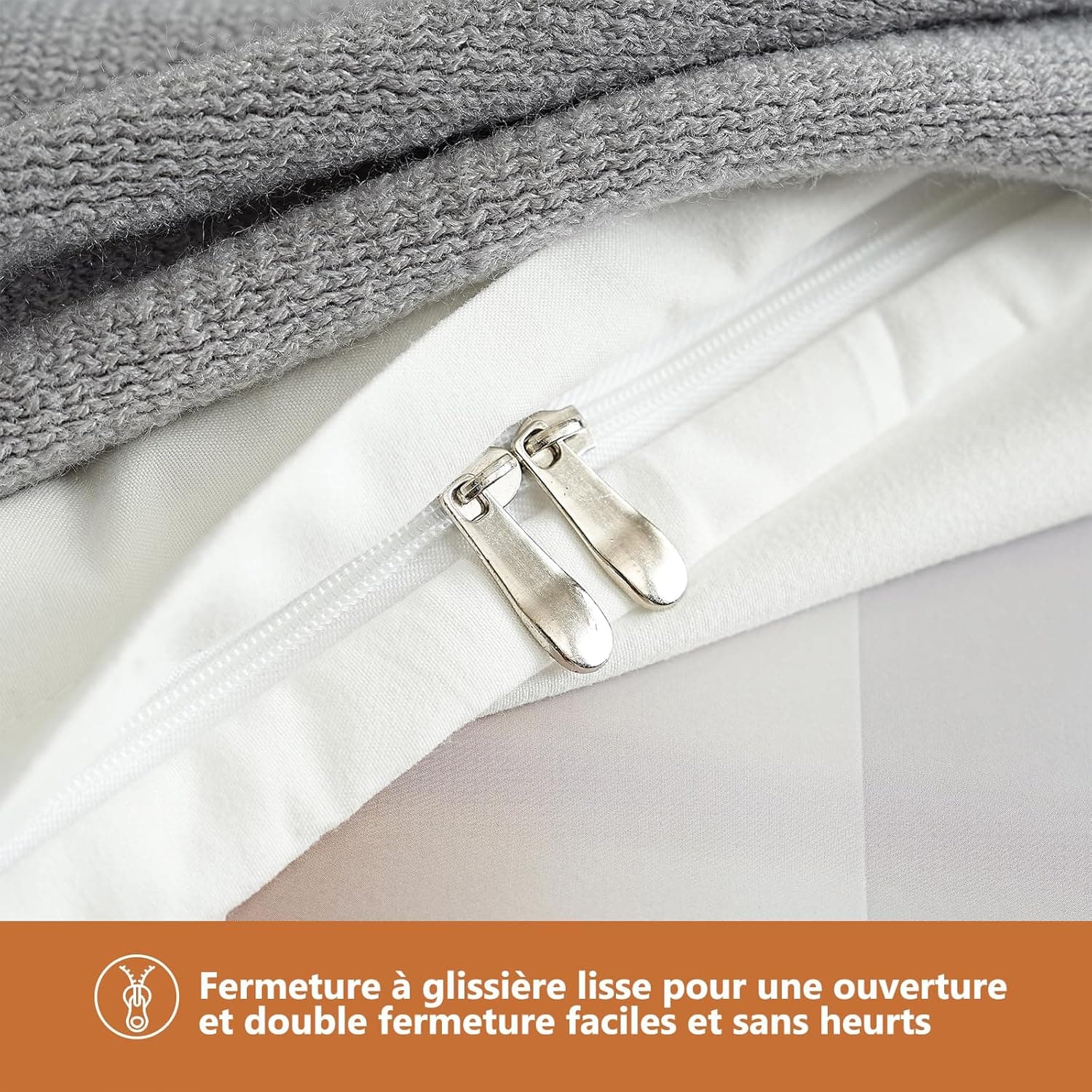 MOHAP Parure de Lit 4 Pièces Housse de Couette 200x200cm + Drap Housse 160x200cm avec 2 taies d'oreillers 65x65cm Blanc pour 2 Personnes Parure 120 Fils/cm² en Microfibre 7