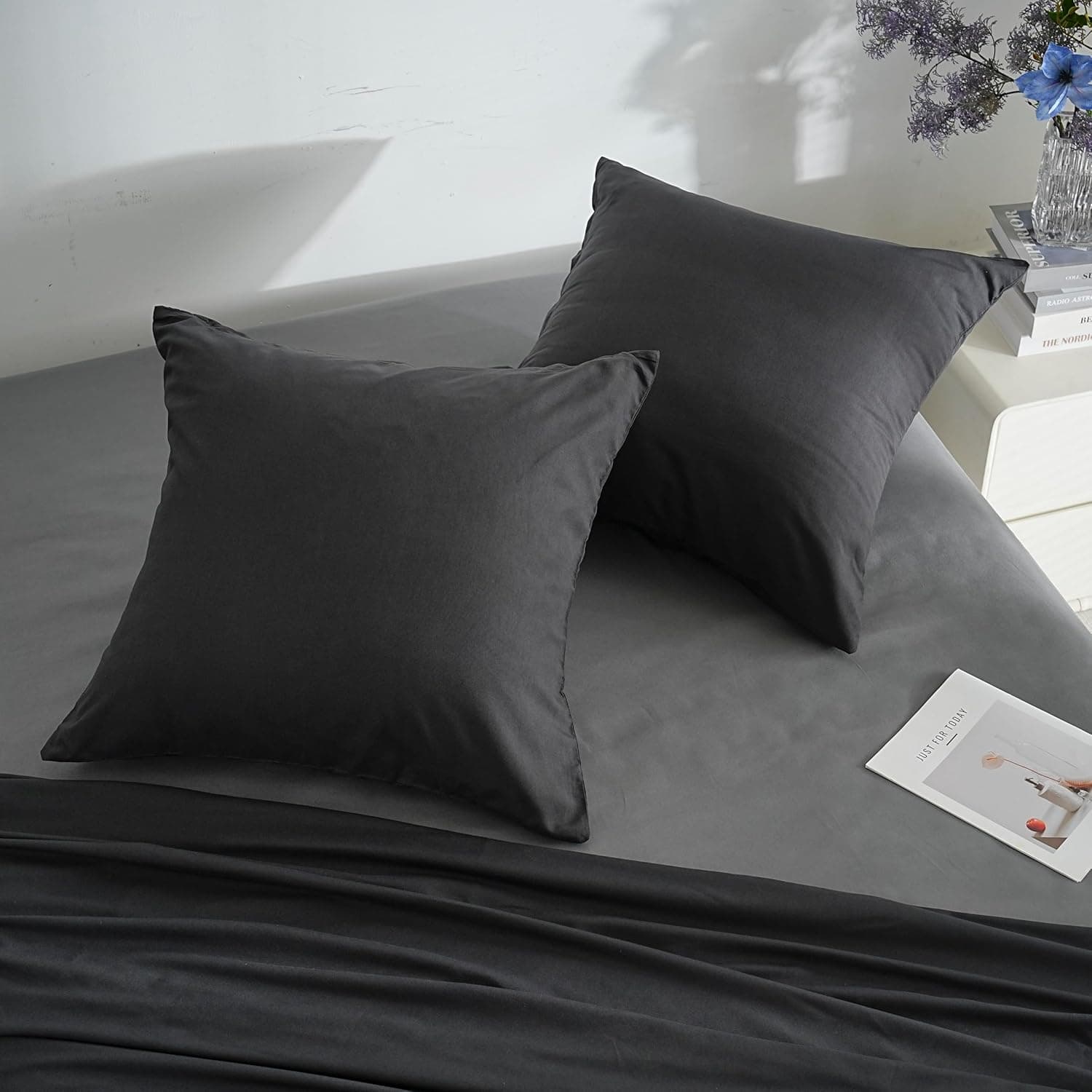 18 Couleurs Lot 2 Taie d'oreiller 60x60 cm Noir Housse Oreiller Coussin pour Canapé Lit Fermeture Éclair Anti-Acariens Hypoallergénique Protège Oreiller Zip Microfibre 3