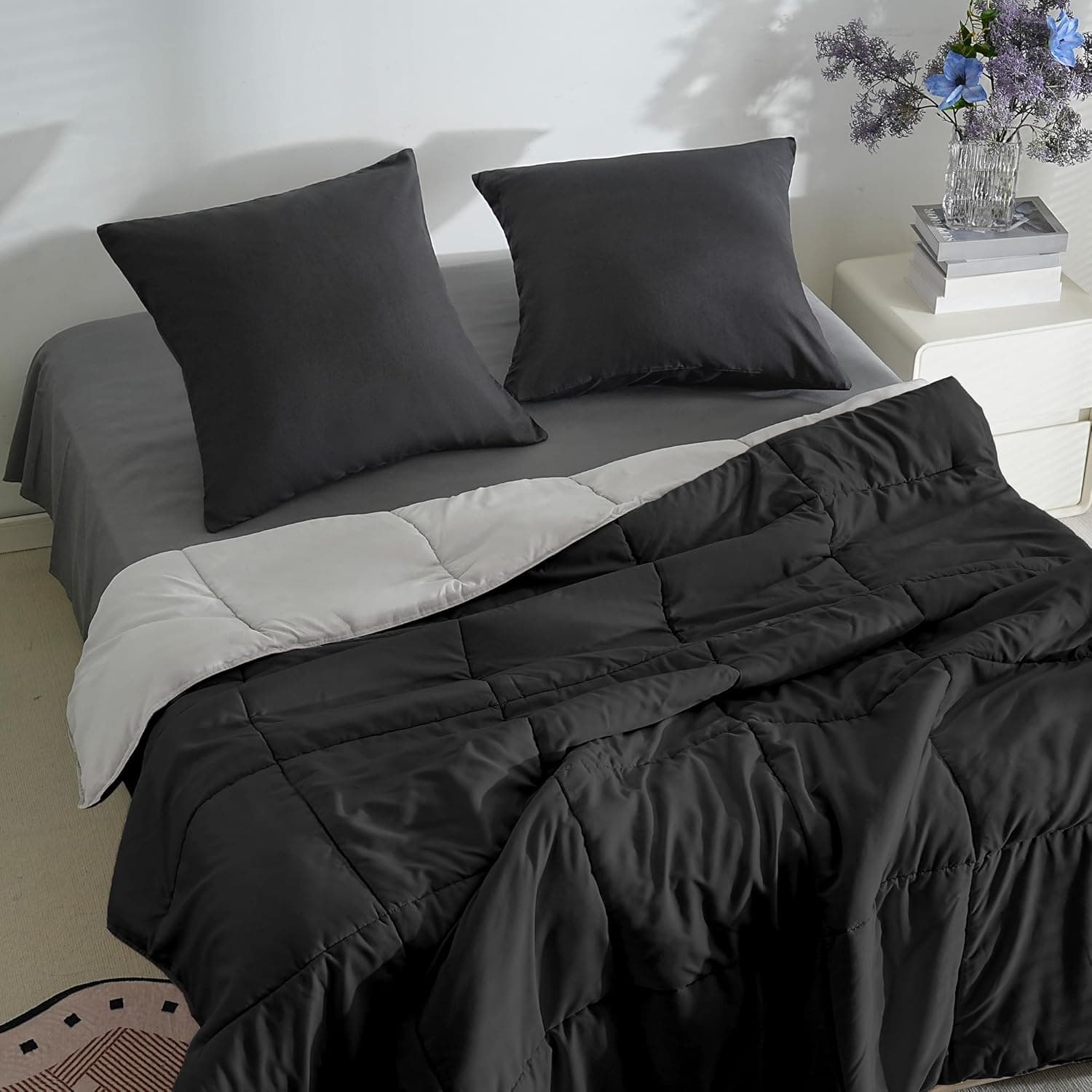 18 Couleurs Lot 2 Taie d'oreiller 60x60 cm Noir Housse Oreiller Coussin pour Canapé Lit Fermeture Éclair Anti-Acariens Hypoallergénique Protège Oreiller Zip Microfibre 4