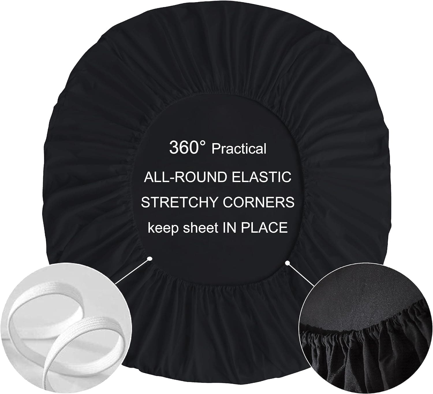 MOHAP Parure de Lit 4 Pièces Housse de Couette 240x260cm + Drap Housse 180x200cm avec 2 taies d'oreillers 65x65cm Noir pour 2 Personnes Parure 120 Fils/cm² en Microfibre 6