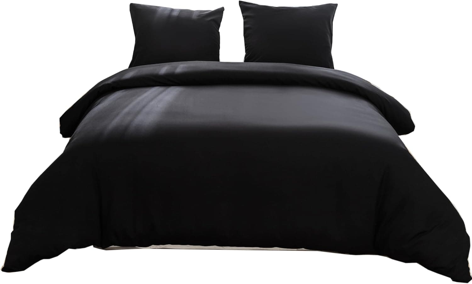 MOHAP Housse de Couette 200x200cm+2 Taies d'oreillers 65x65cm Noir Parure de Lit Adulte 2 Personnes 100 Fils/cm² en Microfibre avec Fermeture Éclair 6