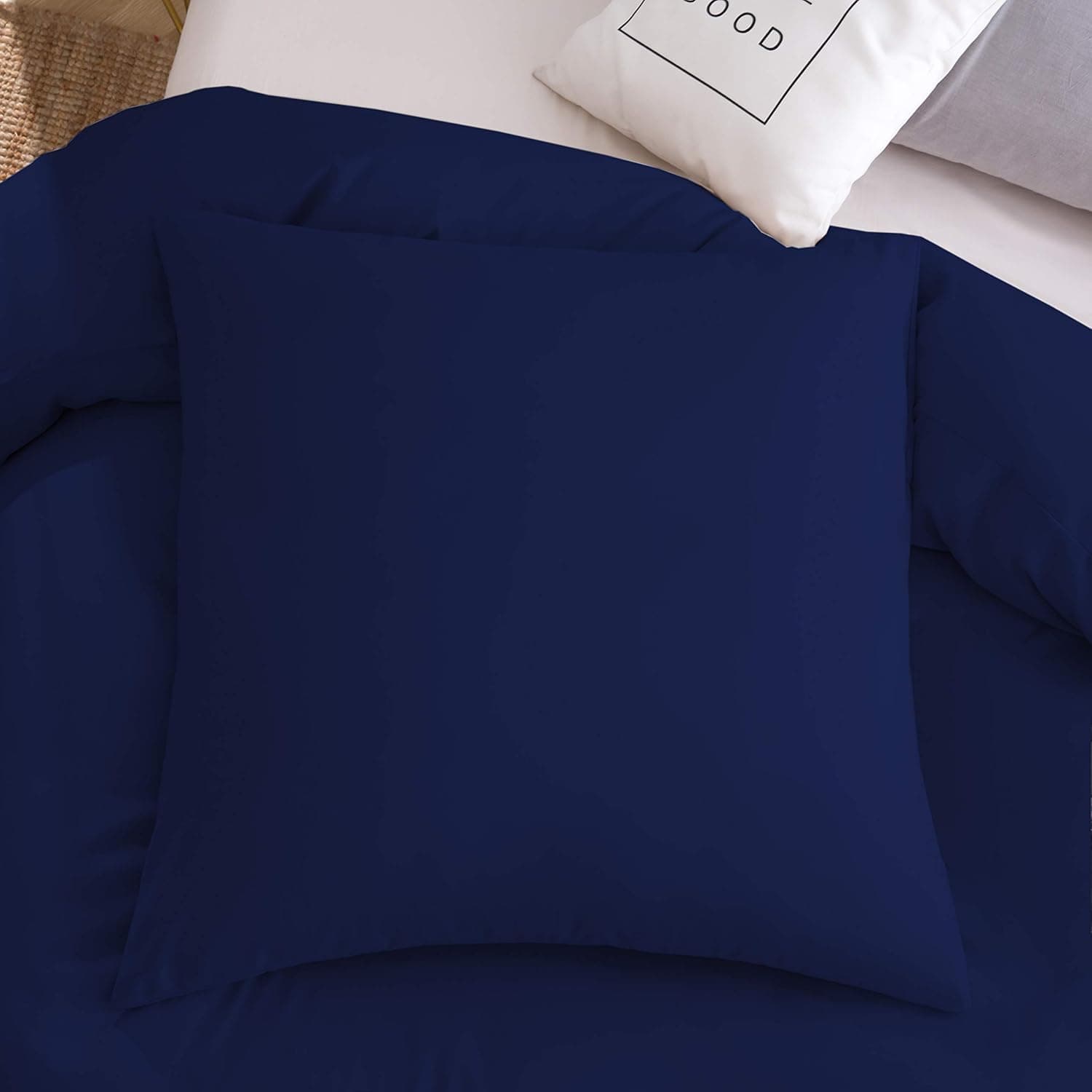 MOHAP Sets de Housse de Couette 220x240cm+2 taies d'oreillers 65x65cm Bleu Marine Parure de Lit 2 Personnes Adulte en Microfibre 6