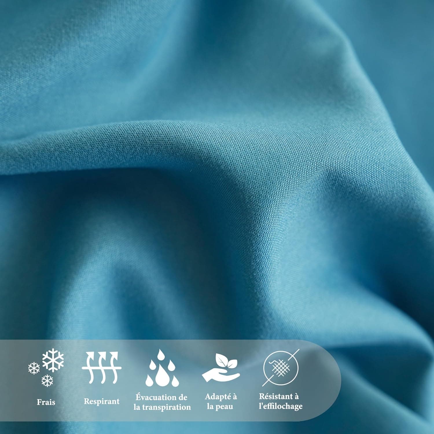 MOHAP Parure de Lit Réversible avec Fermeture éclair Microfibre 220x240 cm Bleu Lac + Gris Foncé et 2 Taies d'oreiller 65x65 cm Housse de Couette Adulte 8