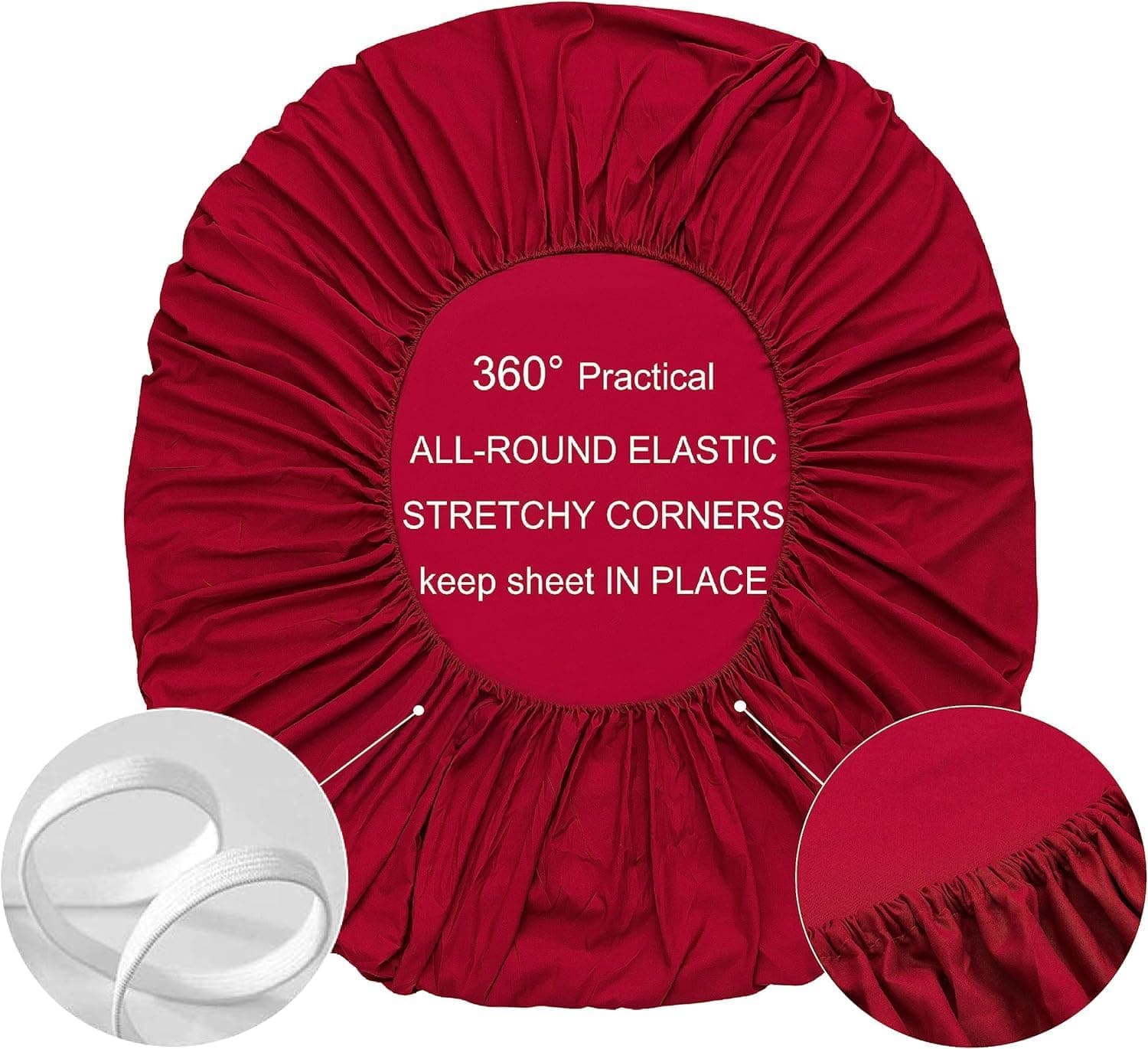 MOHAP Parure de Lit 4 Pièces Housse de Couette 220x240cm + Drap Housse 140x190/200cm avec 2 taies d'oreillers 65x65cm Rouge pour 2 Personnes Parure 100 Fils/cm² en Microfibre 6