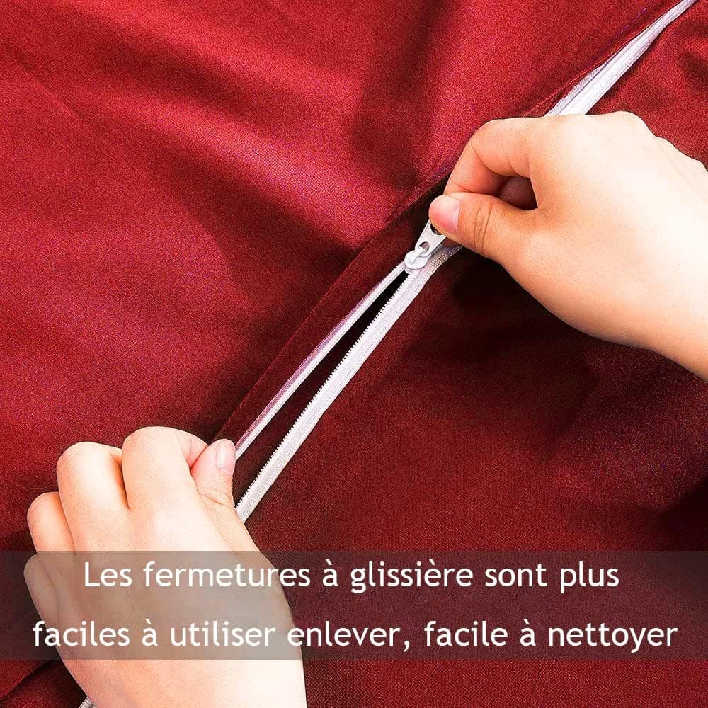 MOHAP Parure de Lit 4 Pièces Housse de Couette 220x240cm + Drap Housse 180x200cm avec 2 taies d'oreillers 65x65cm Rouge pour 2 Personnes Parure 100 Fils/cm² en Microfibre 5