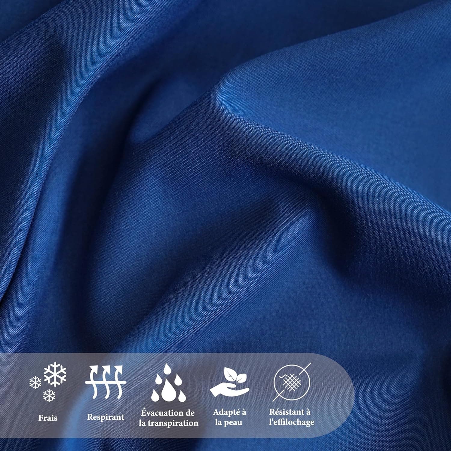 MOHAP Parure de Lit Réversible avec Fermeture éclair Microfibre 240x260 cm Bleu + Gris Foncé et 2 Taies d'oreiller 65x65 cm Housse de Couette Adulte 8