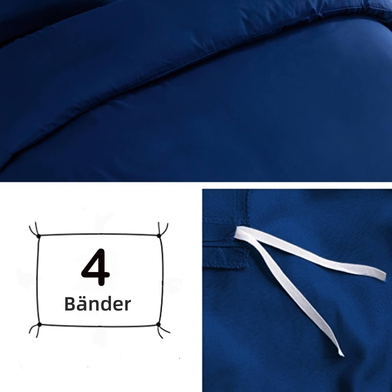 Brushed Microfibre Bed Linen, 1 Duvet Cover (220 x 240 cm) + 2 Pillowcases (80 x 80 cm), with Zip, Dark Blue 5