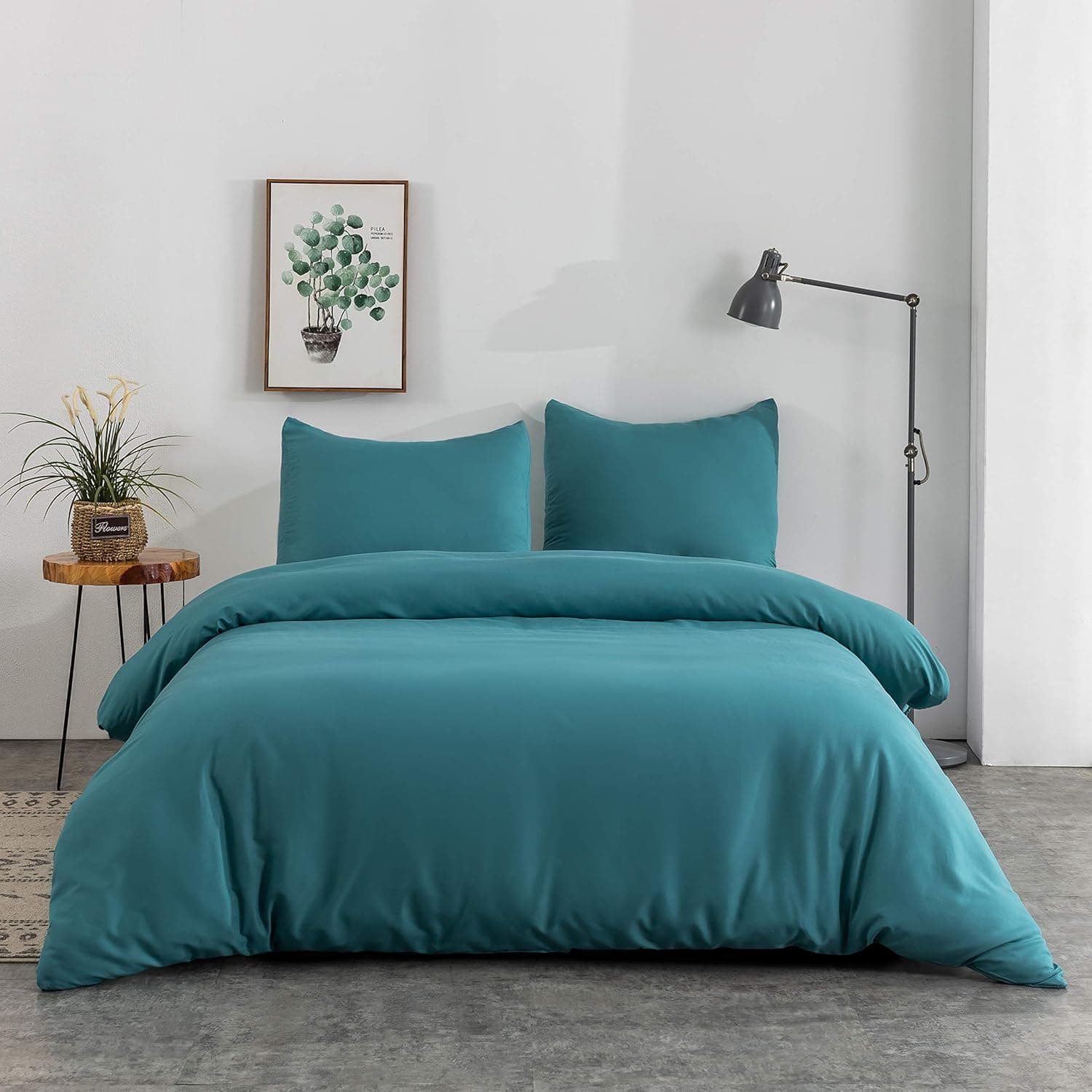 Brushed Microfibre Bed Linen, 1 Duvet Cover (220 x 240 cm) + 2 Pillowcases (80 x 80 cm), with Zip, Dark Blue 7