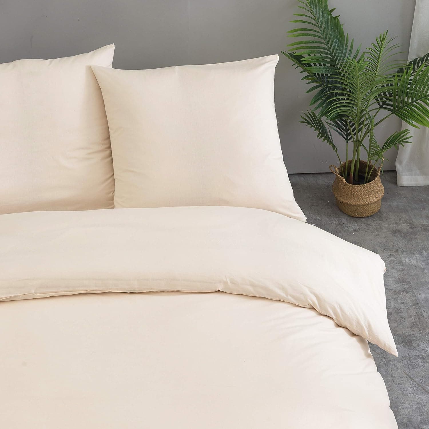 Parure de lit en coton 155 x 220 cm Beige 1 housse de couette et 1 taie d'oreiller 80 x 80 cm 4