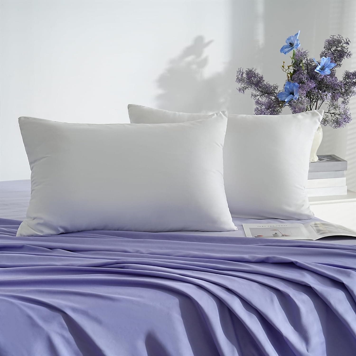 18 Couleurs Lot 2 Taie d'oreiller 50x70 cm Blanc Housse Oreiller Coussin pour Canapé Lit Fermeture Éclair Anti-Acariens Hypoallergénique Protège Oreiller Zip Microfibre