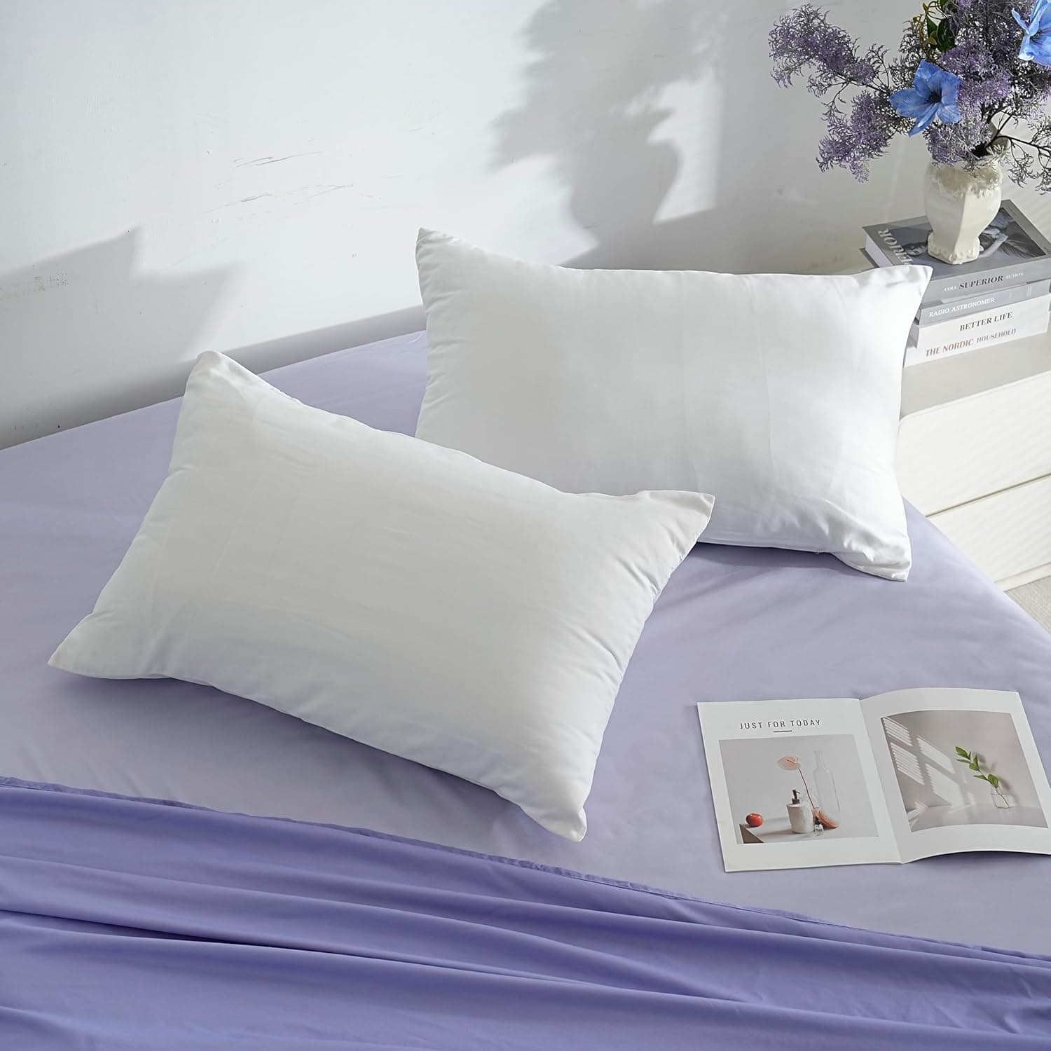 18 Couleurs Lot 2 Taie d'oreiller 50x70 cm Blanc Housse Oreiller Coussin pour Canapé Lit Fermeture Éclair Anti-Acariens Hypoallergénique Protège Oreiller Zip Microfibre 3