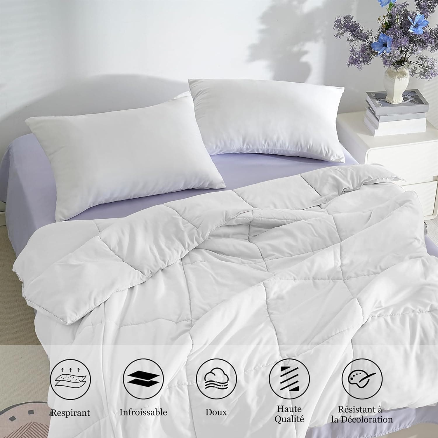 18 Couleurs Lot 2 Taie d'oreiller 50x70 cm Blanc Housse Oreiller Coussin pour Canapé Lit Fermeture Éclair Anti-Acariens Hypoallergénique Protège Oreiller Zip Microfibre 4