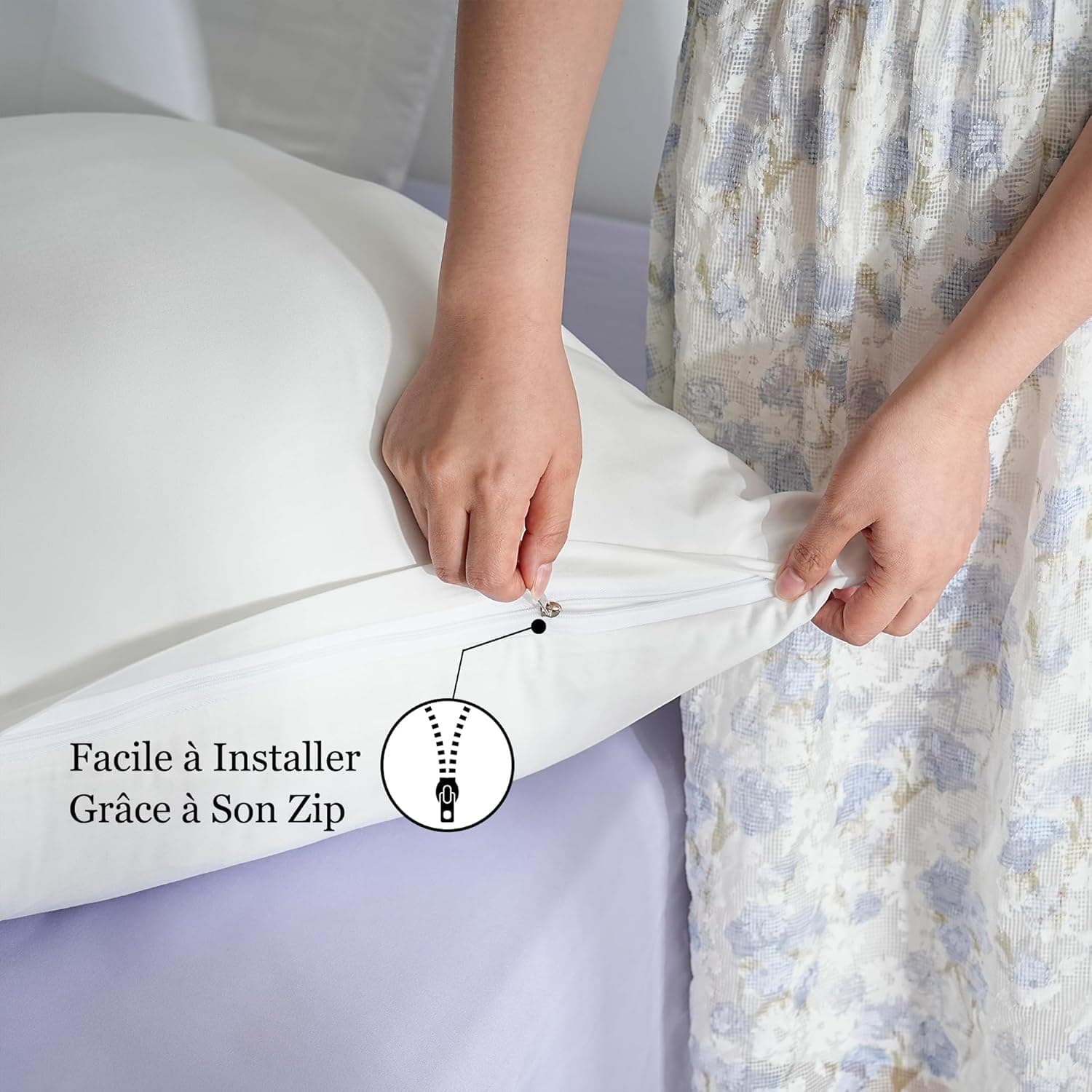 18 Couleurs Lot 2 Taie d'oreiller 50x70 cm Blanc Housse Oreiller Coussin pour Canapé Lit Fermeture Éclair Anti-Acariens Hypoallergénique Protège Oreiller Zip Microfibre 5