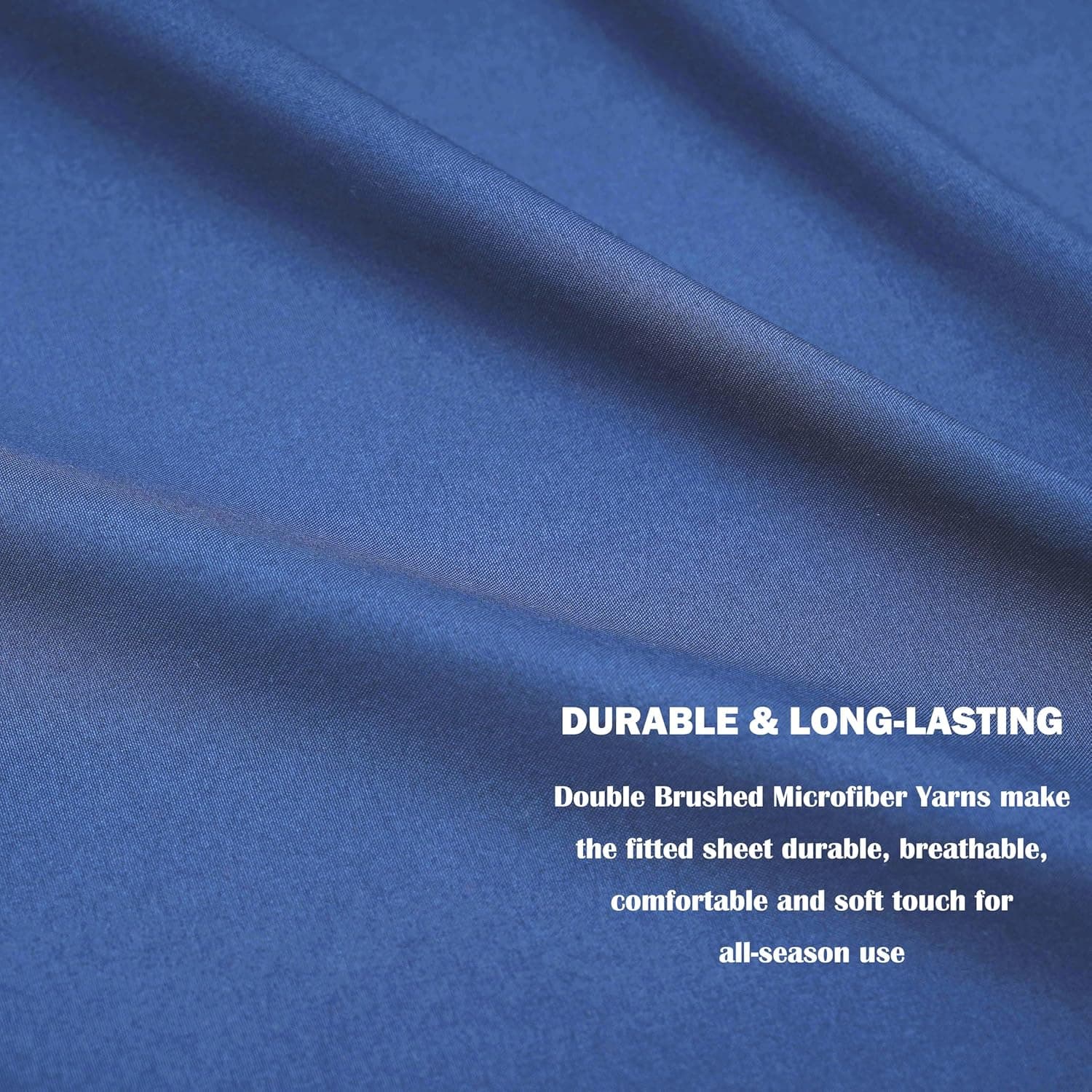 AYASW Fitted Sheet Only Full Size Deep Pocket 16 inch Soft Bed Bottom Sheet 1 Piece 1800 Brushed Microfiber Wrinkle Fade Resistant Breathable Easy Care Blue Stable Holiday Décor 6