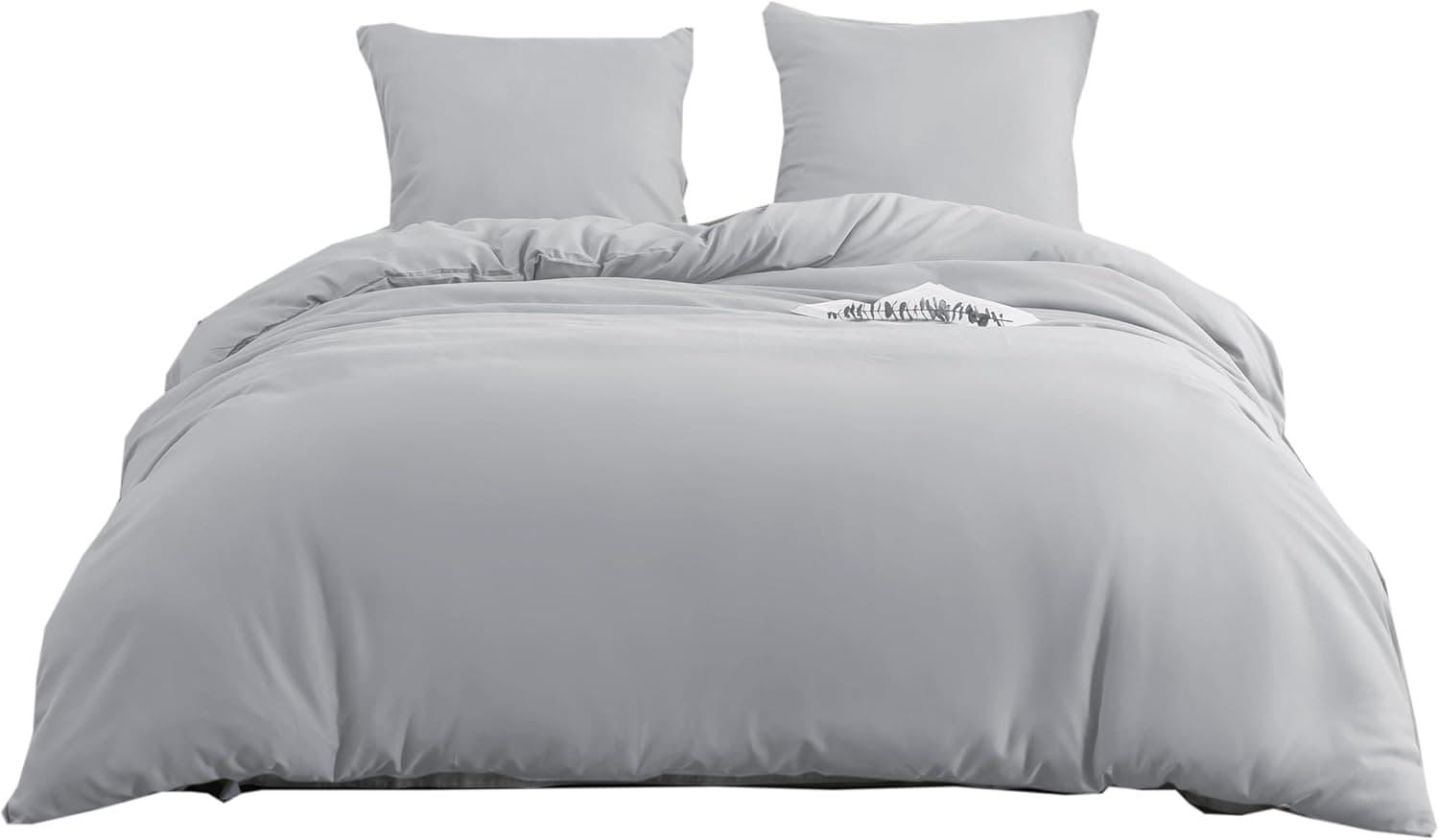 MOHAP Housse de Couette 220x240cm+2 Taies d'oreillers 65x65cm Gris Clair Parure de Lit Adulte 2 Personnes 100 Fils/cm² en Microfibre avec Fermeture Éclair 4