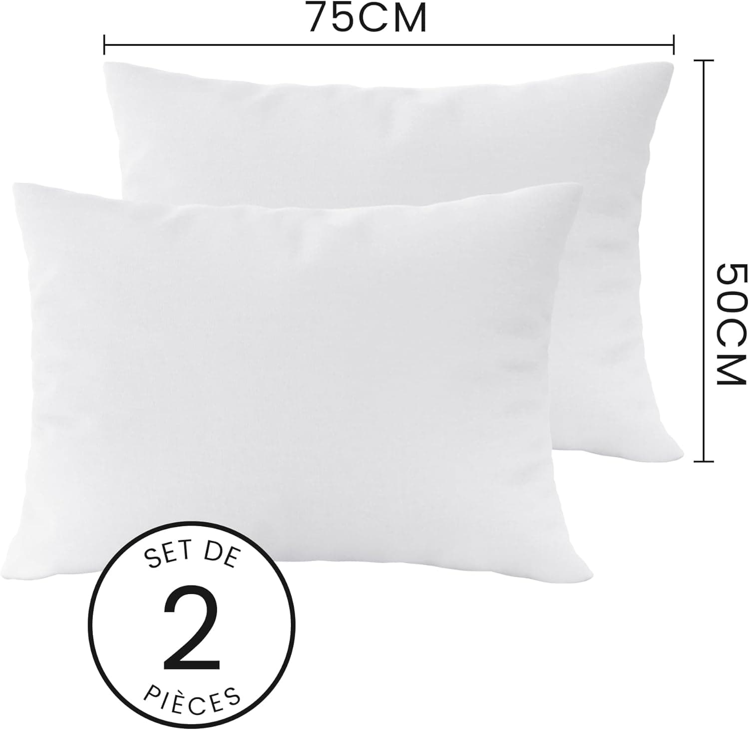 MOHAP Lot de 4- Taies d'oreiller 50x70cm Blanc Housse d'oreiller avec Une Fermeture Eclair en Microfibre 6