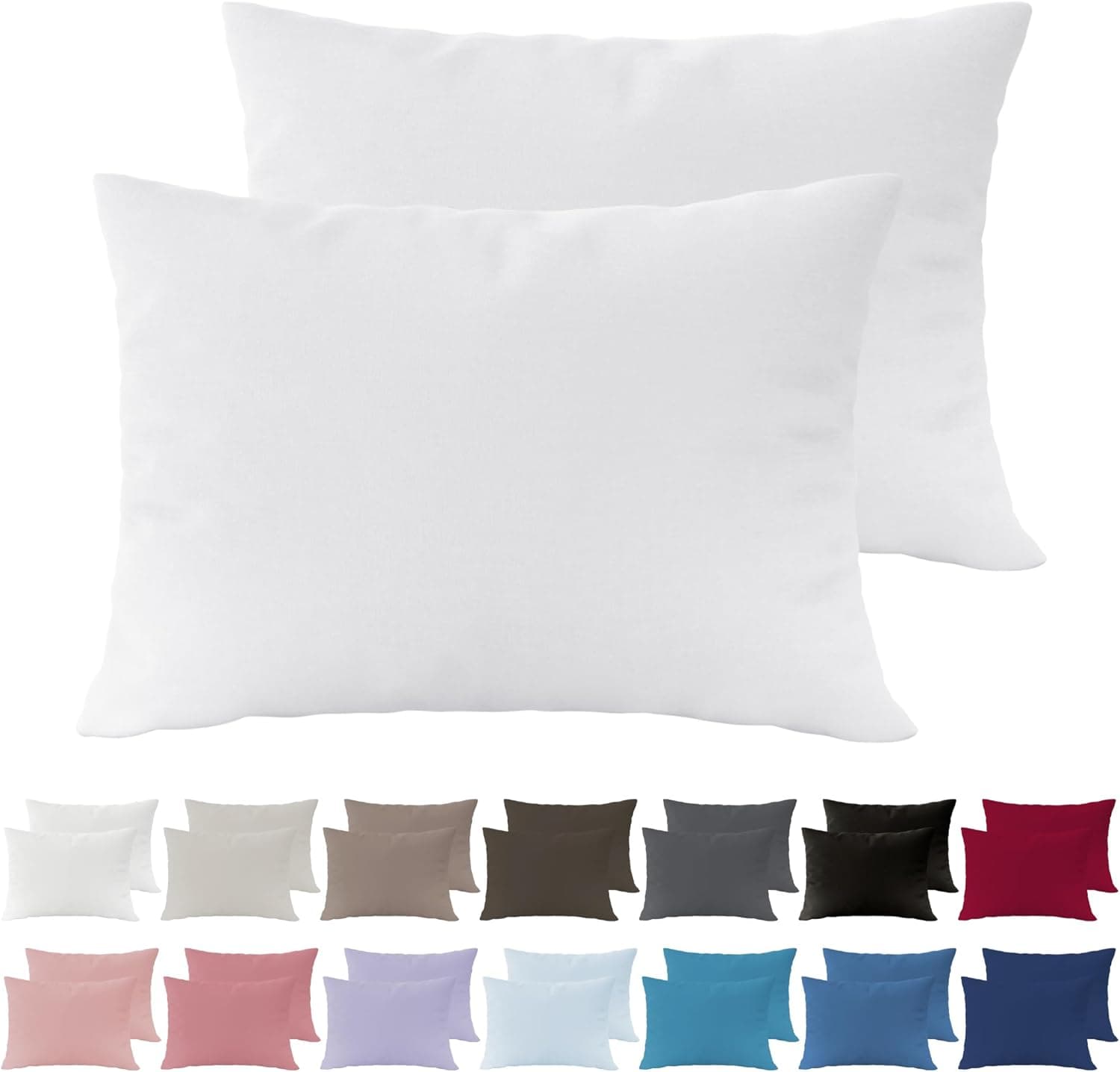 MOHAP Lot de 4- Taies d'oreiller 50x70cm Blanc Housse d'oreiller avec Une Fermeture Eclair en Microfibre 8