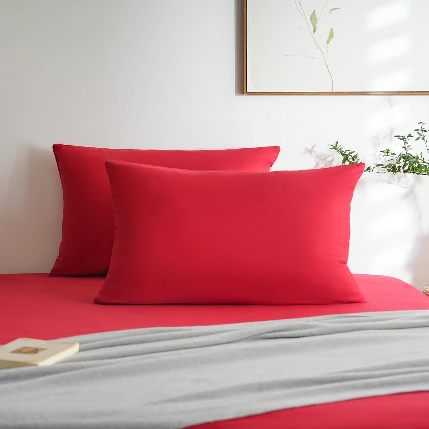 MOHAP Lot de 4- Taies d'oreiller 65x65cm Gris Housse d'oreiller avec Une Fermeture éclair en Microfibre 7