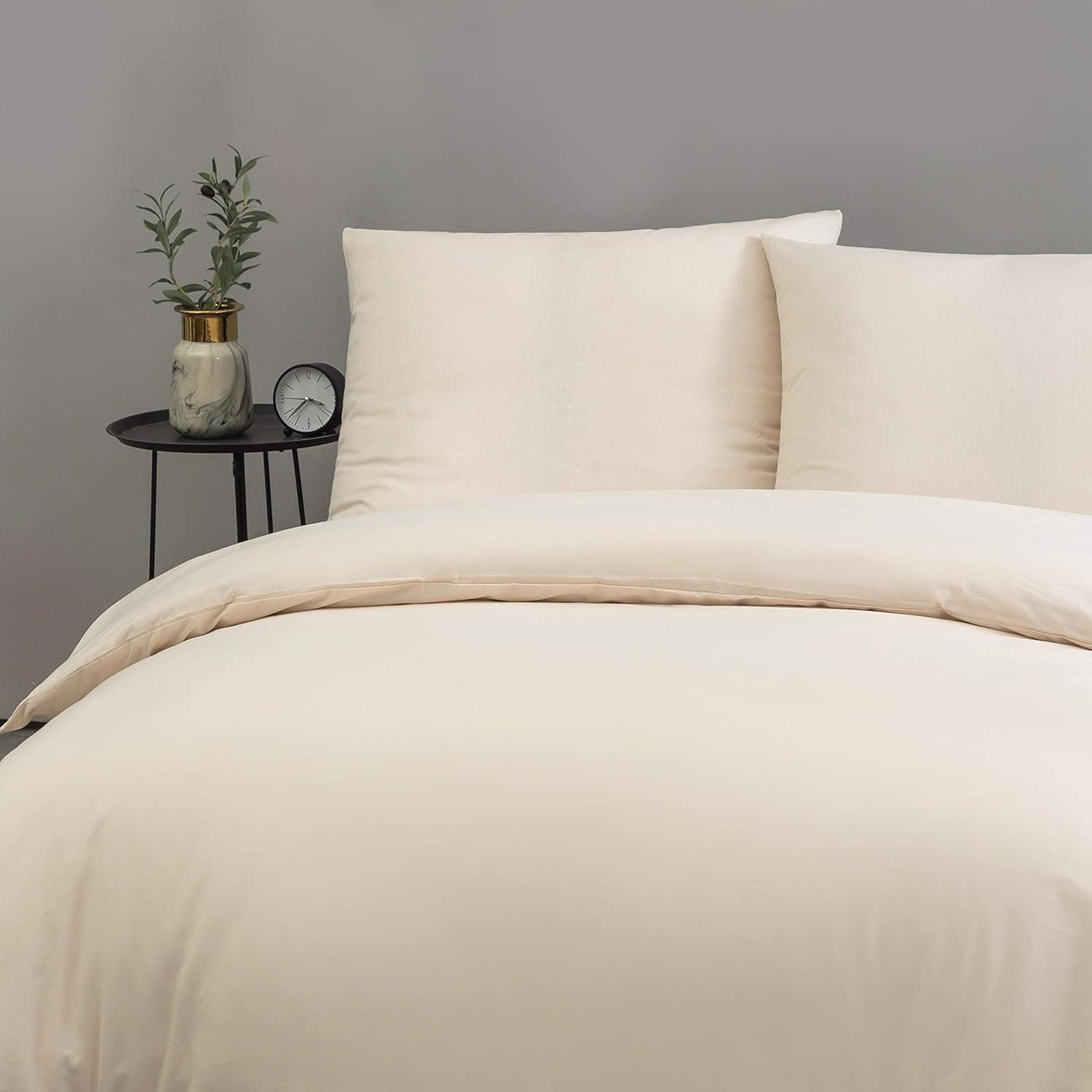 4-Piece Cotton Bedding, 135 x 200 cm, Beige, 2 Duvet Covers with 2 Pillowcases, 80 x 80 cm (4 Pieces, 135 x 200 cm, Beige) 3