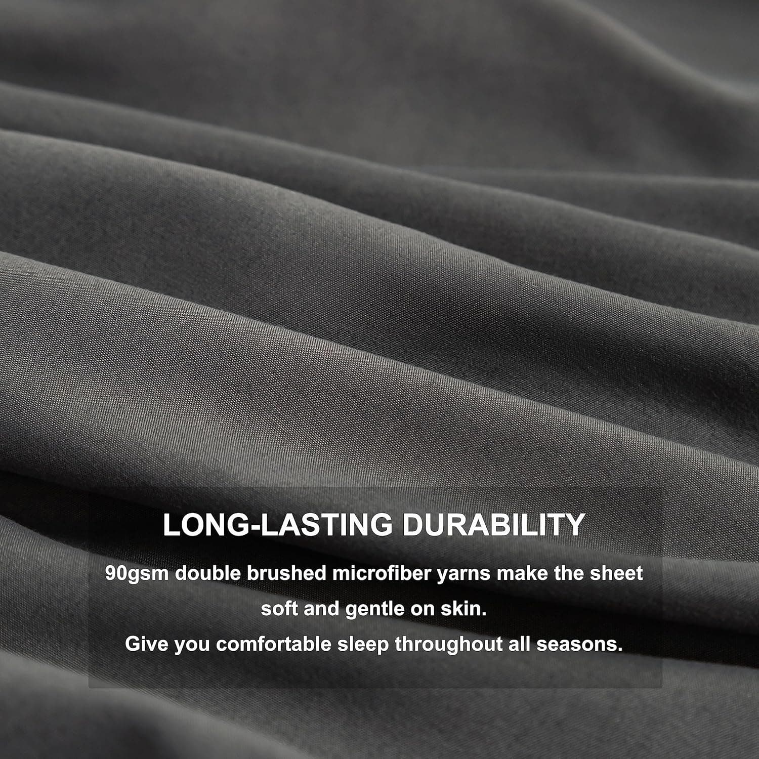 MOHAP Drap-housse pour petit lit double en microfibre brossée avec poche profonde de 30 cm, sans taies d'oreiller, gris 4