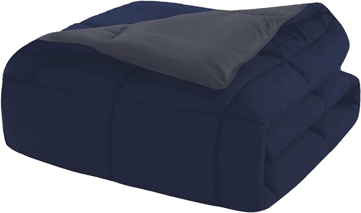 MOHAP Couette Bicolore Chaude l'hiver 450g/m² Épais 220x240cm Hypoallergénique Bicolore Marine + Gris Foncé Couette de Lit Toutes Saisons Réversible 2 Personnes Edredon 5