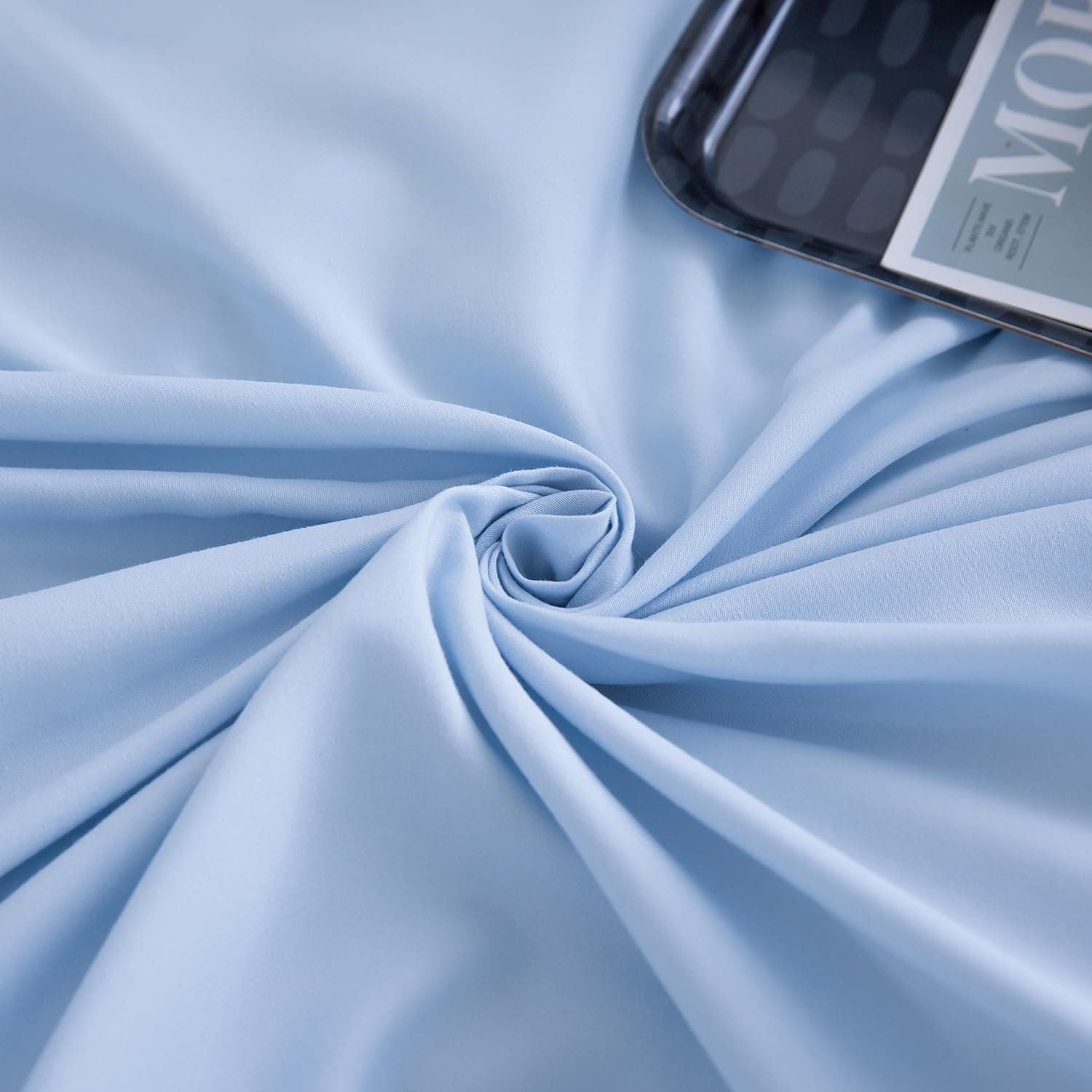 Brushed Microfibre Bed Linen, 1 Duvet Cover (200 x 200 cm) + 2 Pillowcases (80 x 80 cm), with Zip, Light Grey/Spa Blue 5